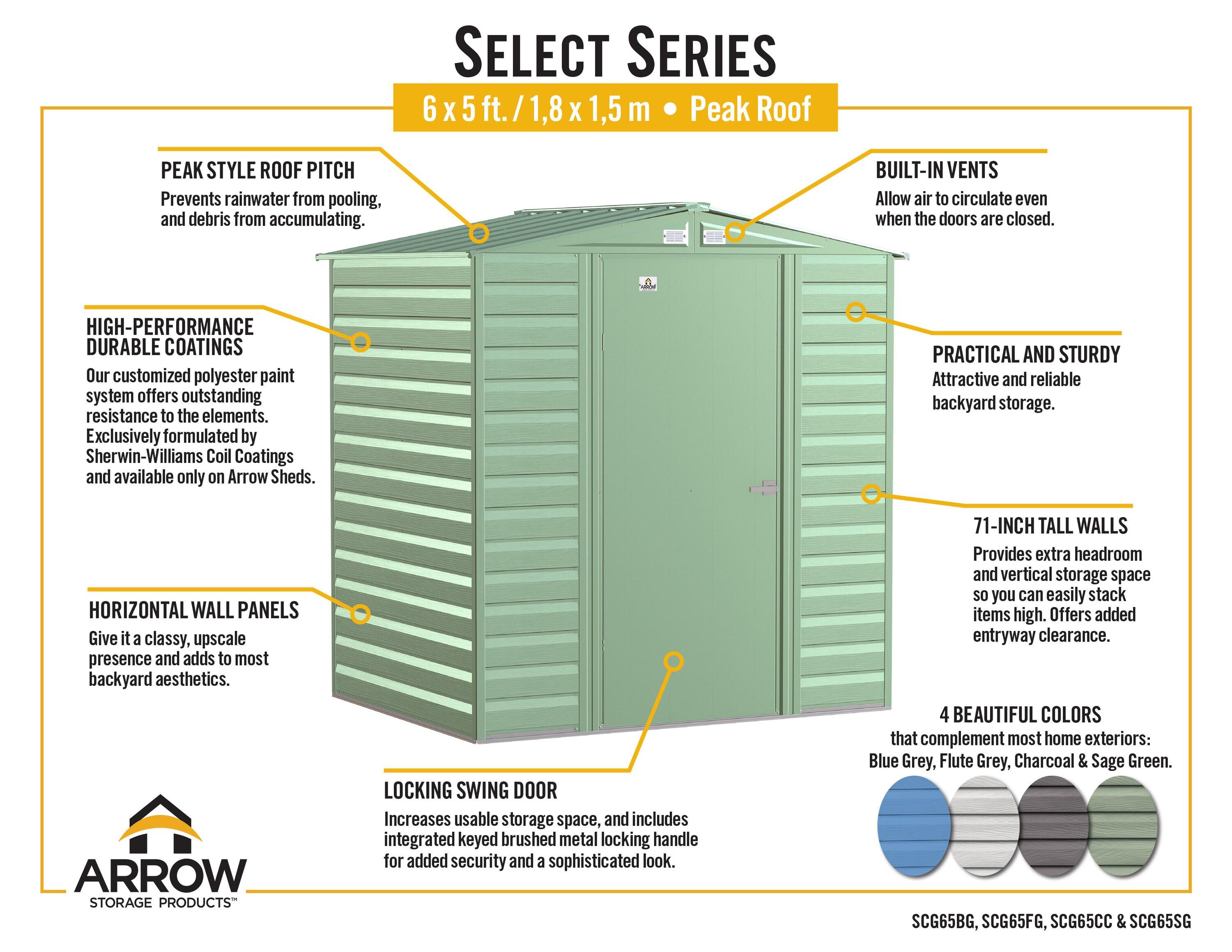 Arrow Select Steel Storage Shed, 6x5