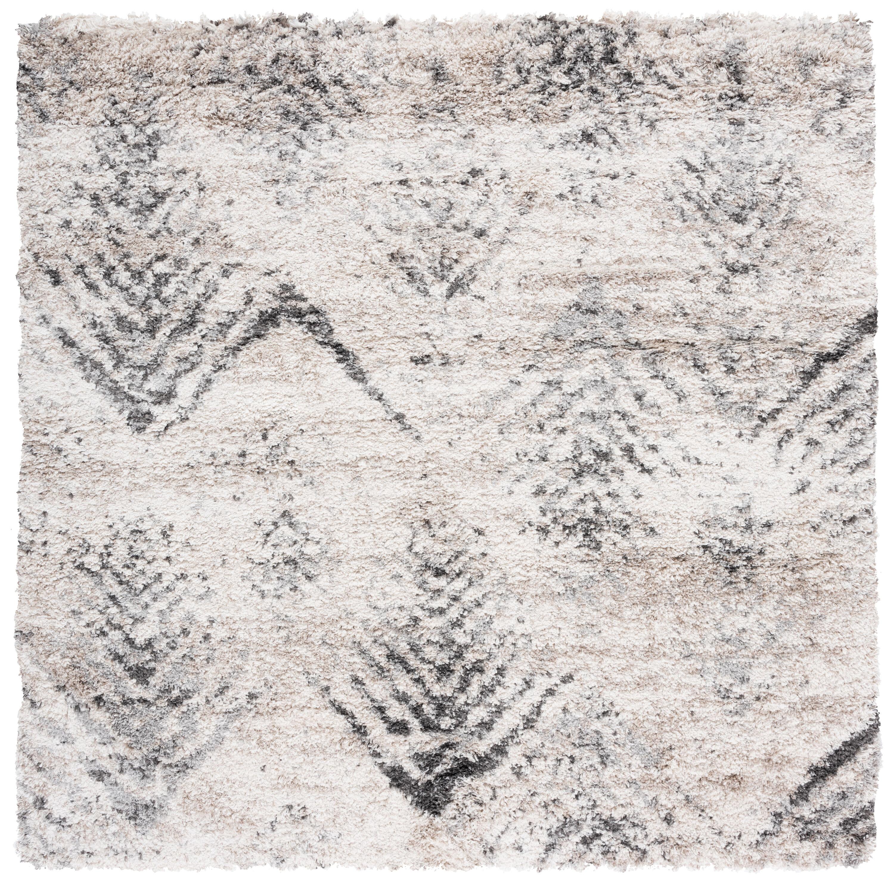 Iceland Shag ISG514 Power Loomed Area Rug - Cream/Grey - 5'3"x5'3" - Safavieh