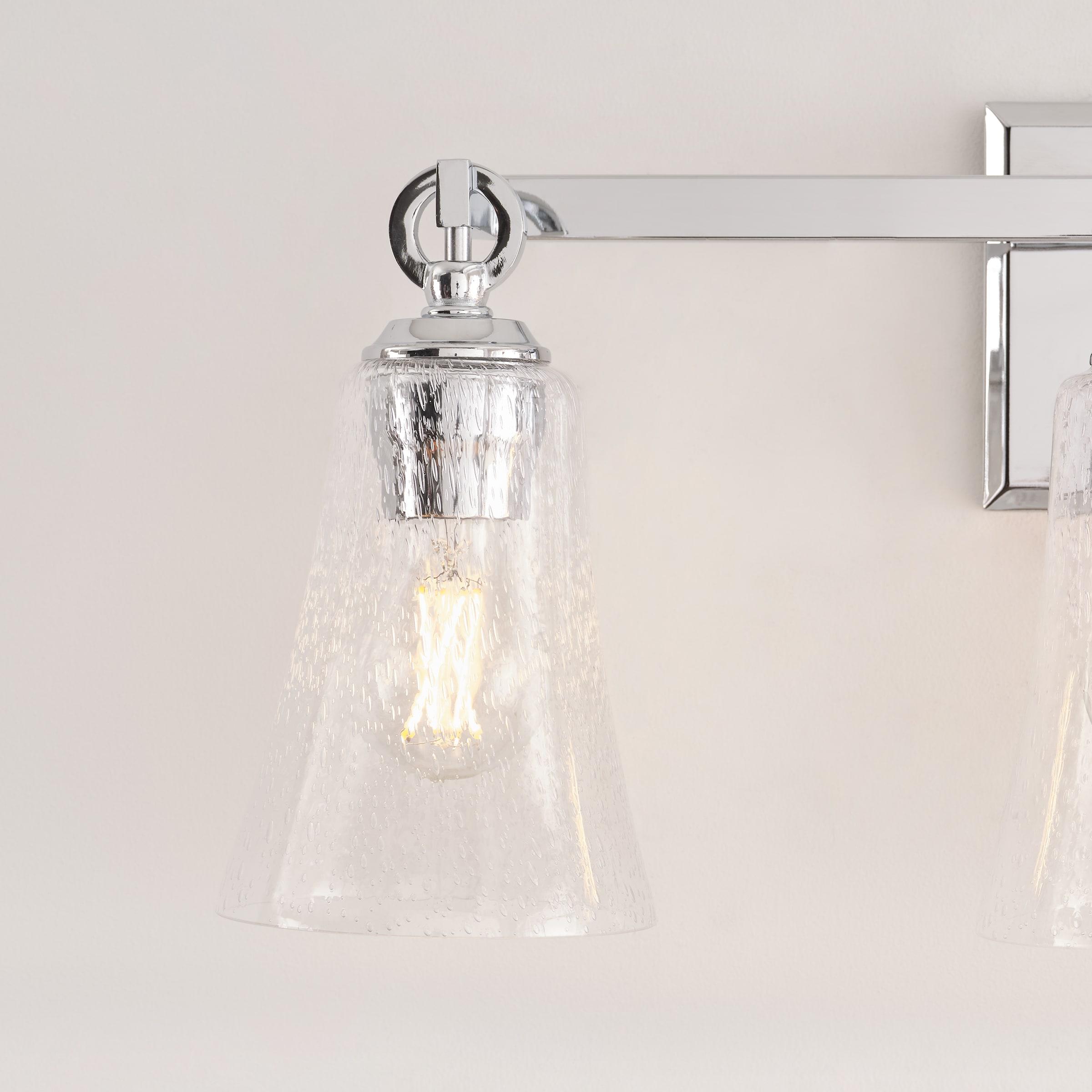 Monterro 3-Light Chrome Vanity with Clear Seeded Glass