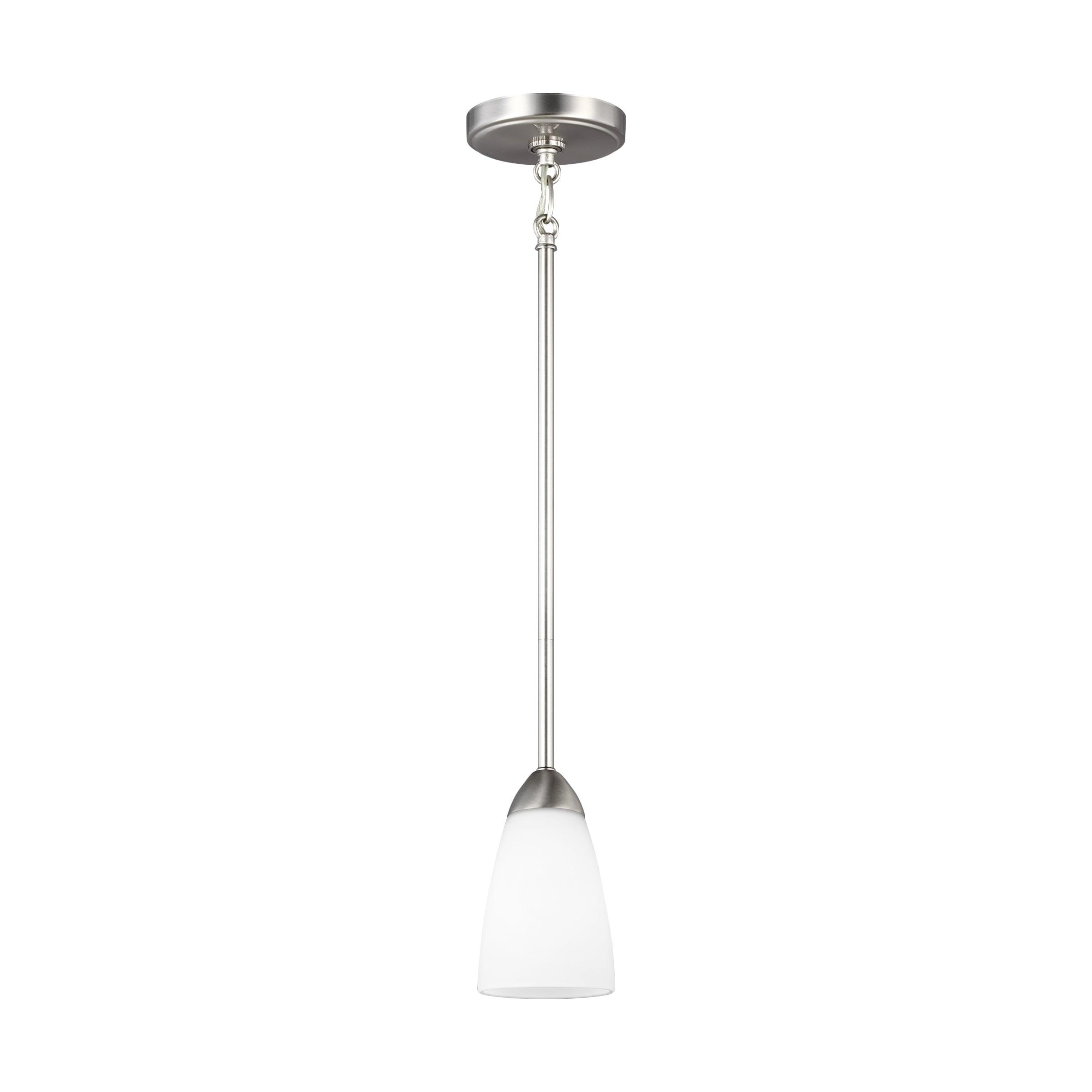 Seville Brushed Nickel 4" Mini Pendant with Etched White Glass