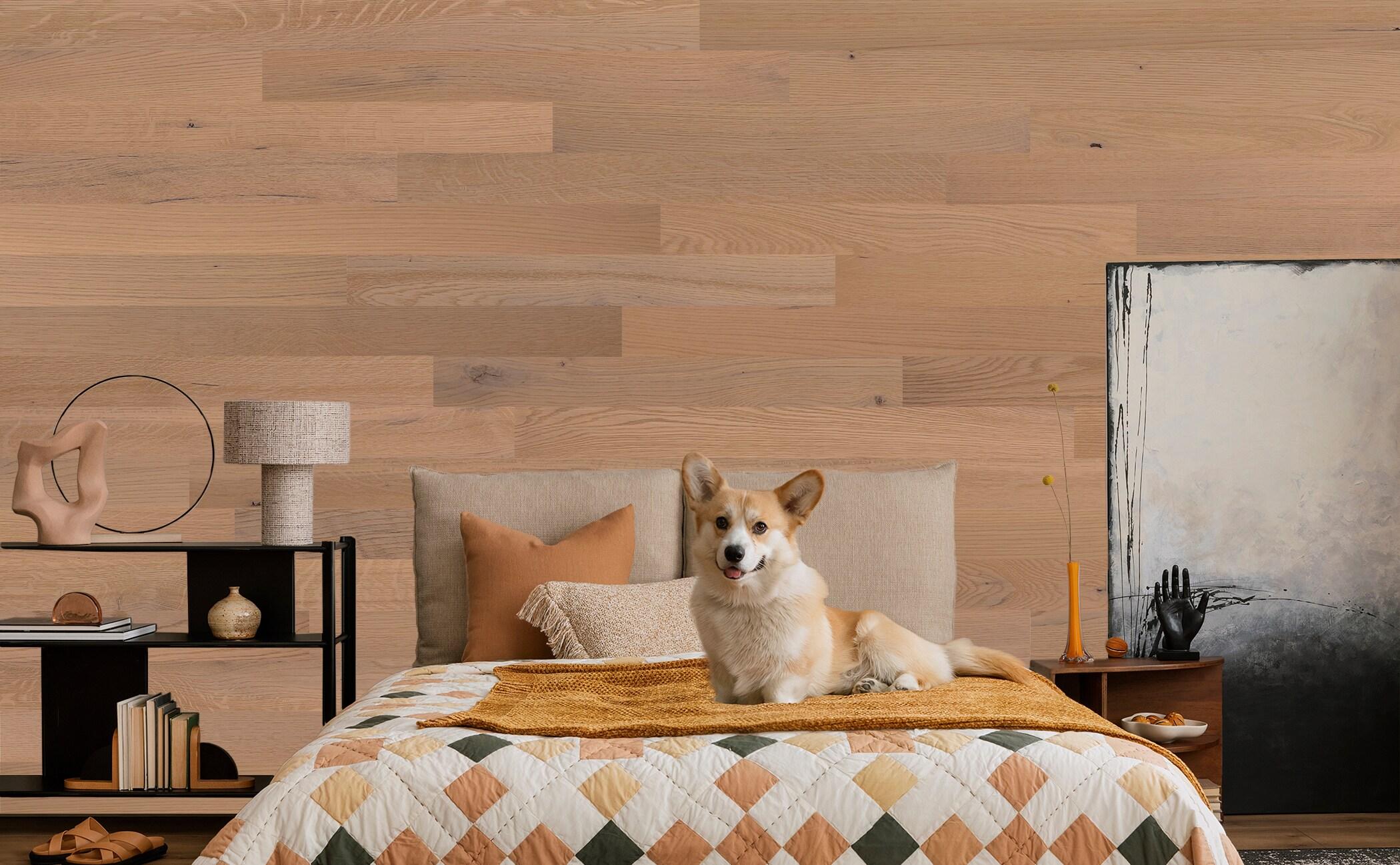 Timberchic Oak Wooden Wall planks - Simple Peel & Stick Wall Covering Application for DIY Accent Wall & Home Improvement - Premium Modern Wall Paneling - 10 sq ft