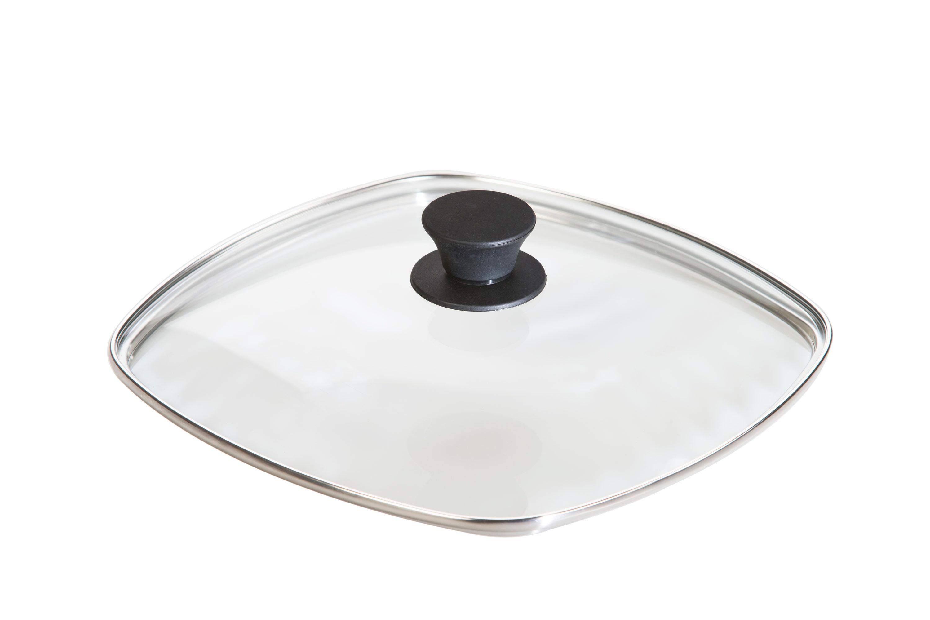Square Glass Lid for Grill Pans - 10.5"-inch/26.67cm/269mm - Fits Lodge - Fully Assembled - Replacement Cover - Oven Safe Reinforced for Skillets - Universal all Cookware: Cast Iron, Stainless, Enamel