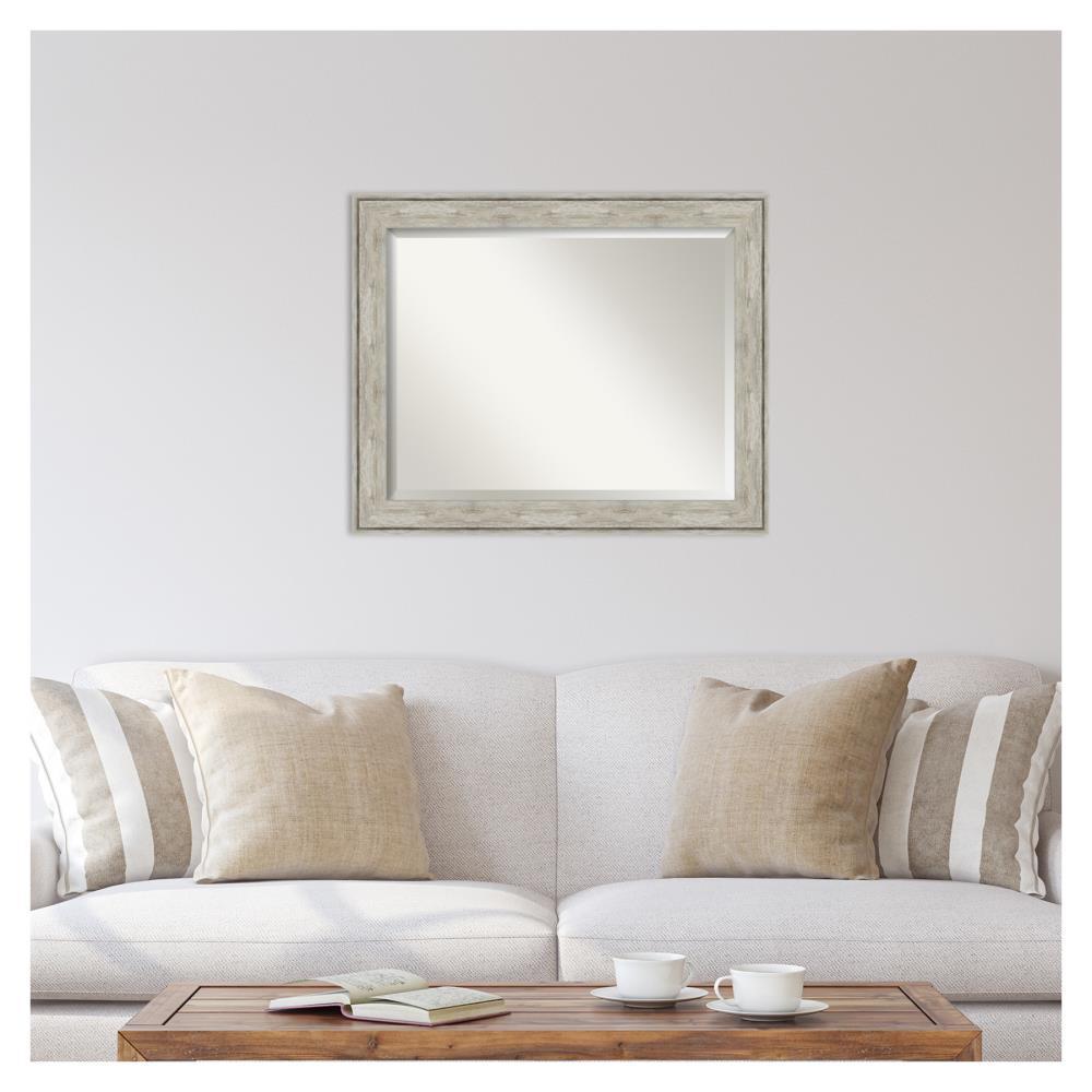 33" x 27" Crackled Framed Bathroom Vanity Wall Mirror Metallic - Amanti Art: Modern Rectangle, Beveled, No Assembly Required