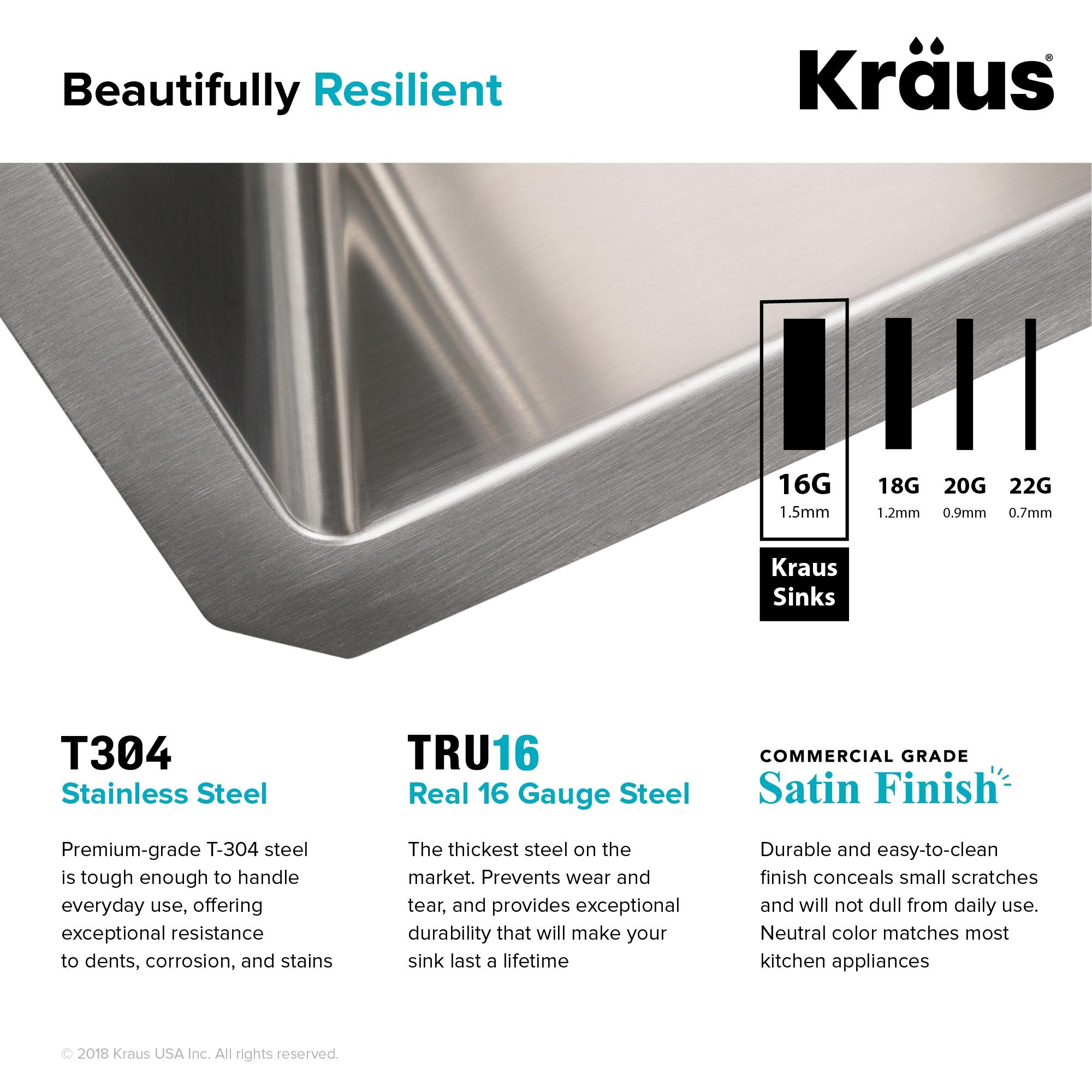 KRAUS Standart Pro Undermount 16 Gauge Stainless Steel Bar Kitchen Sink