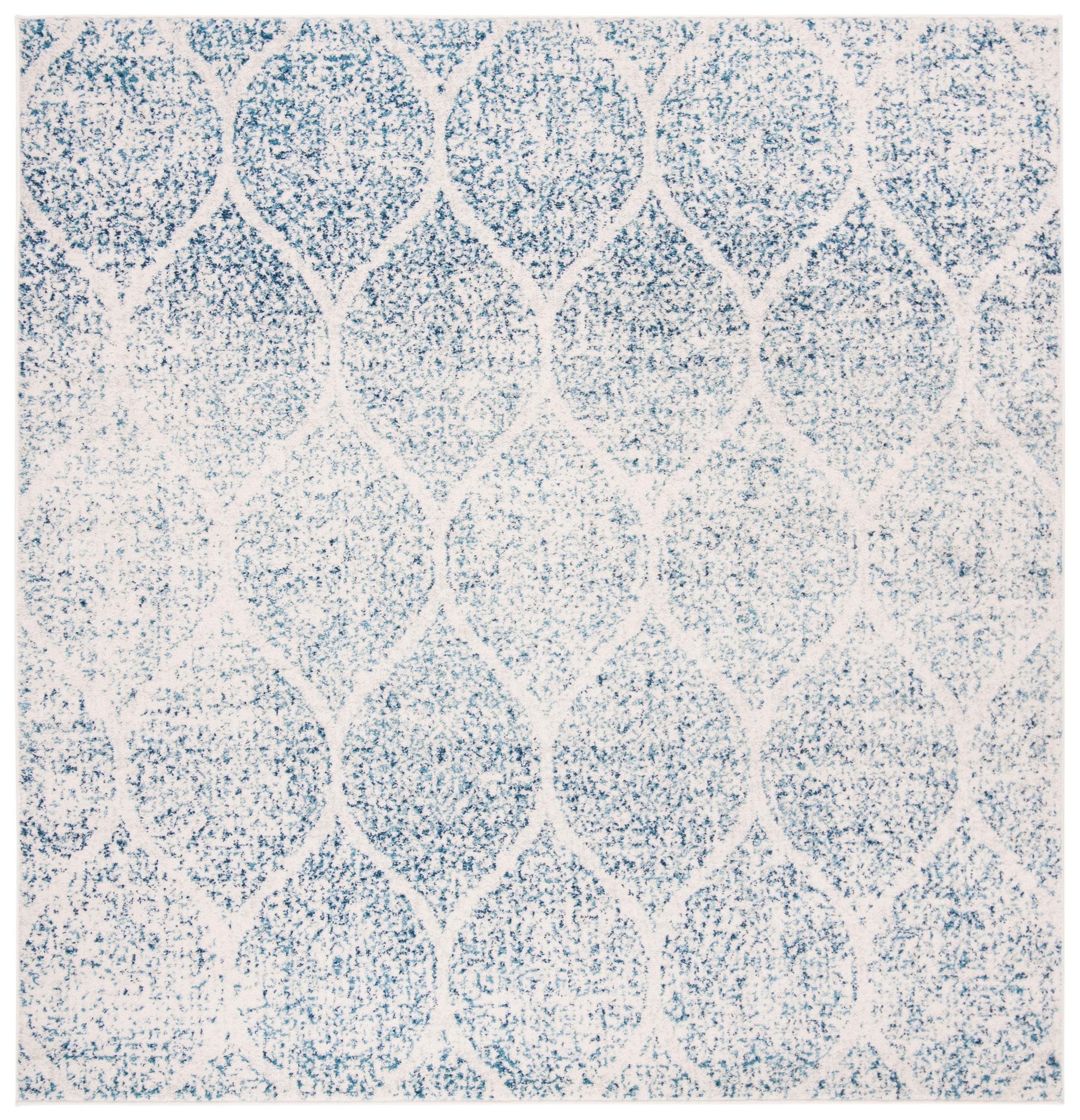 Madison MAD604 Power Loomed Area Rug - Cream/Turquoise - 4'x4' - Safavieh.