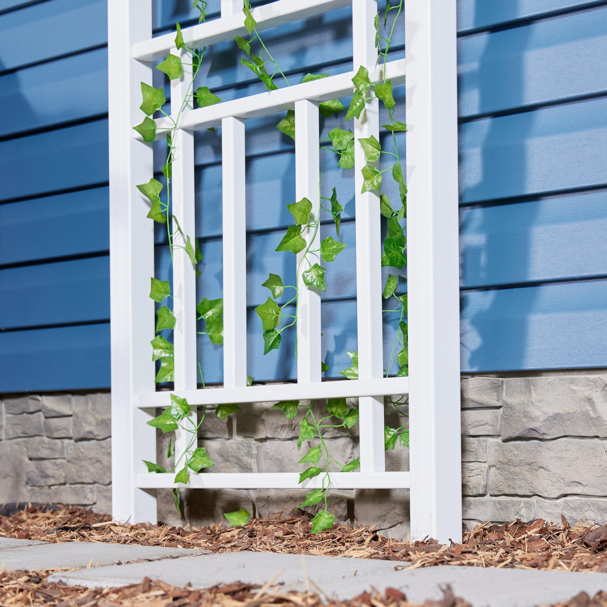 Dura-Trel Wellington 28"x75" Indoor Outdoor Garden Trellis Plant Support for Vines & Climbing Plants, Flowers, & Vegetables w/Ground Stakes White