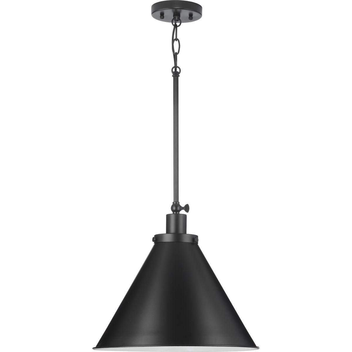 Progress Lighting Hinton 1-Light Pendant, Matte Black, Cone Shade
