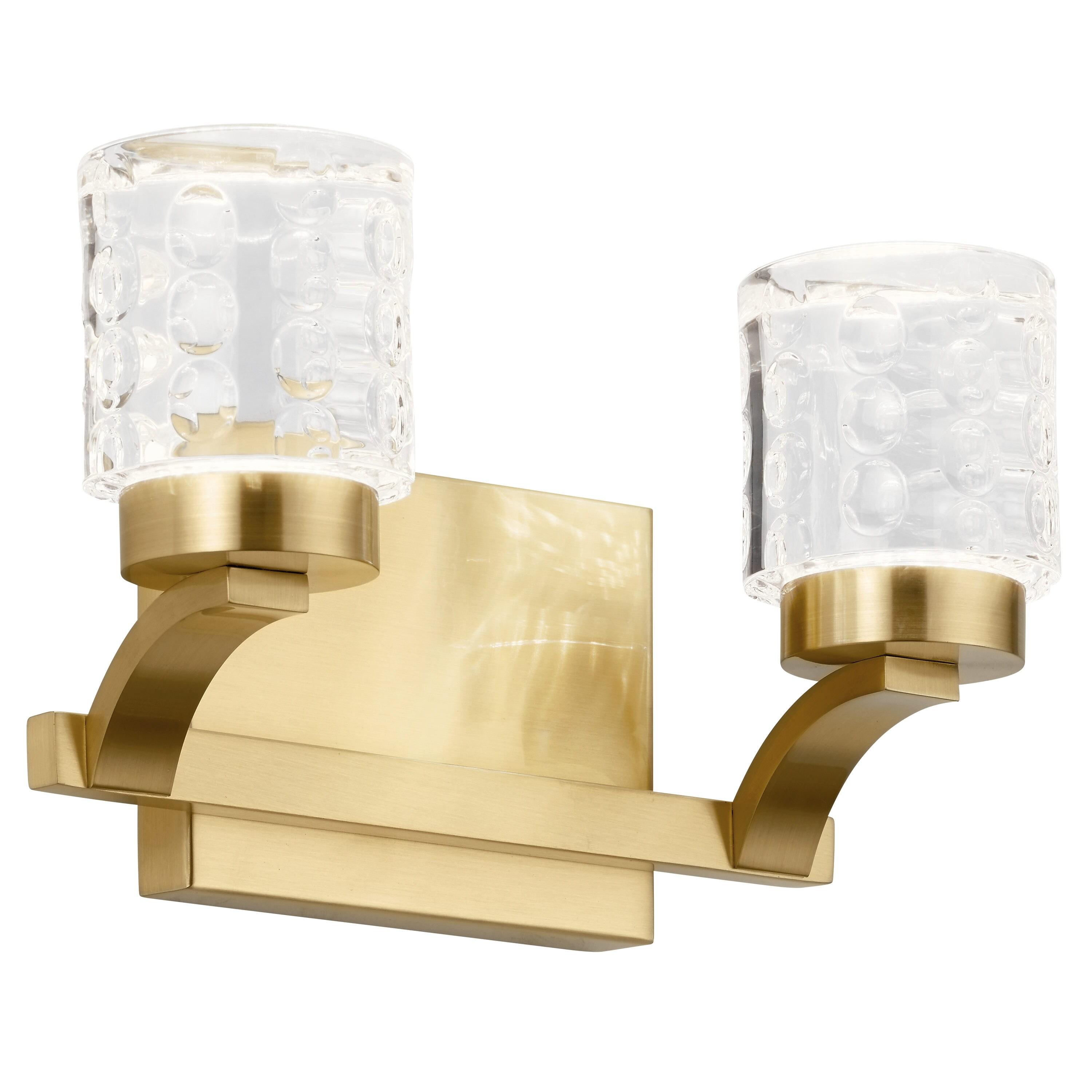 Champagne Gold Cylinder LED Vanity Light with Clear Acrylic Shade