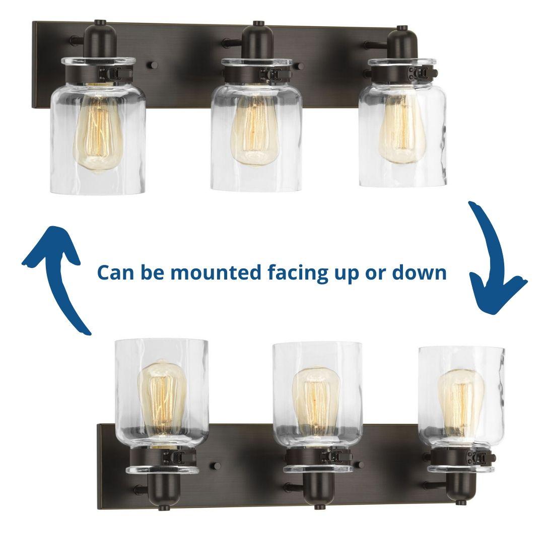 Progress Lighting Calhoun 3-Light Bath Vanity, Steel, Antique Bronze, Clear Glass Shade