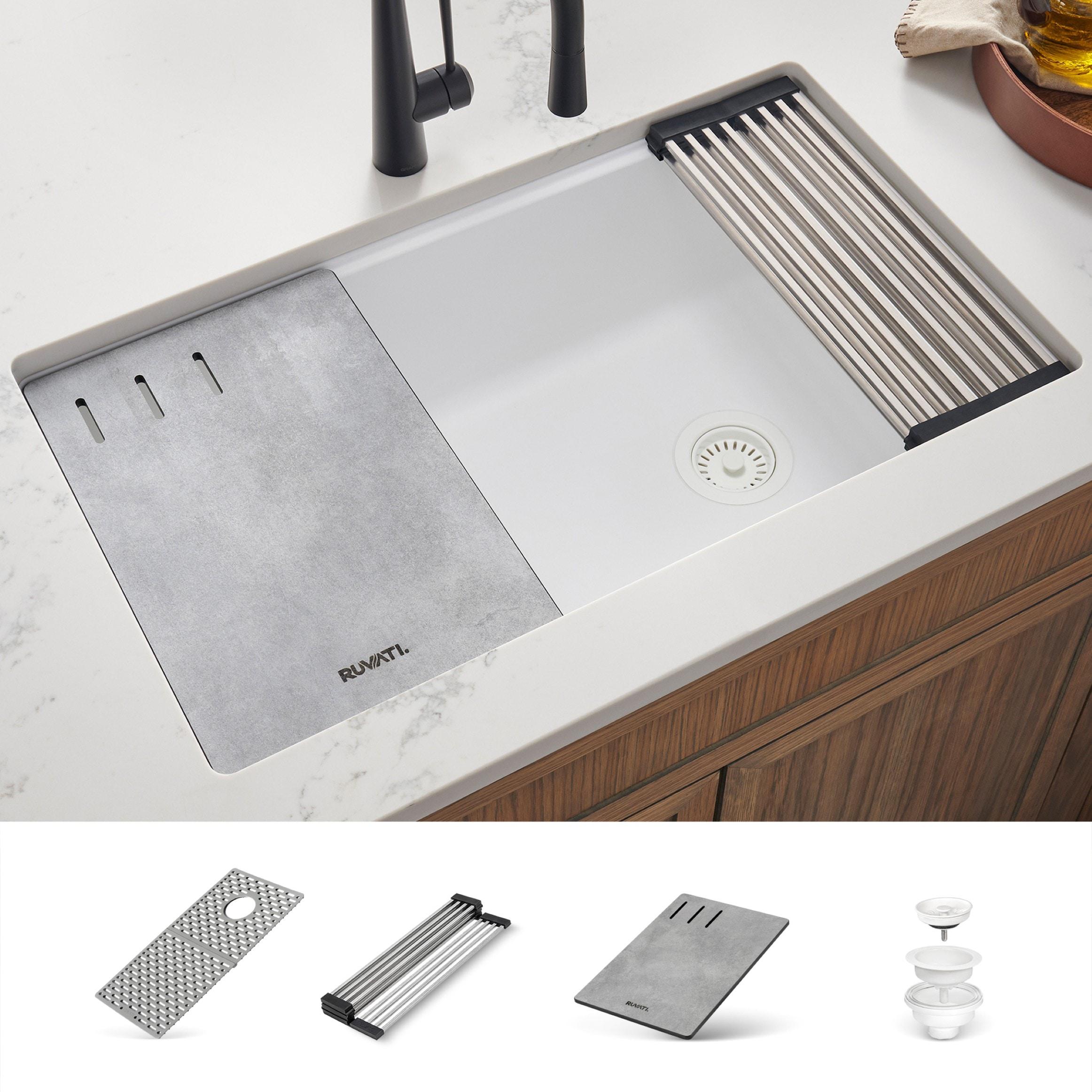 Ruvati 33-inch Undermount Workstation Granite Composite Kitchen Sink