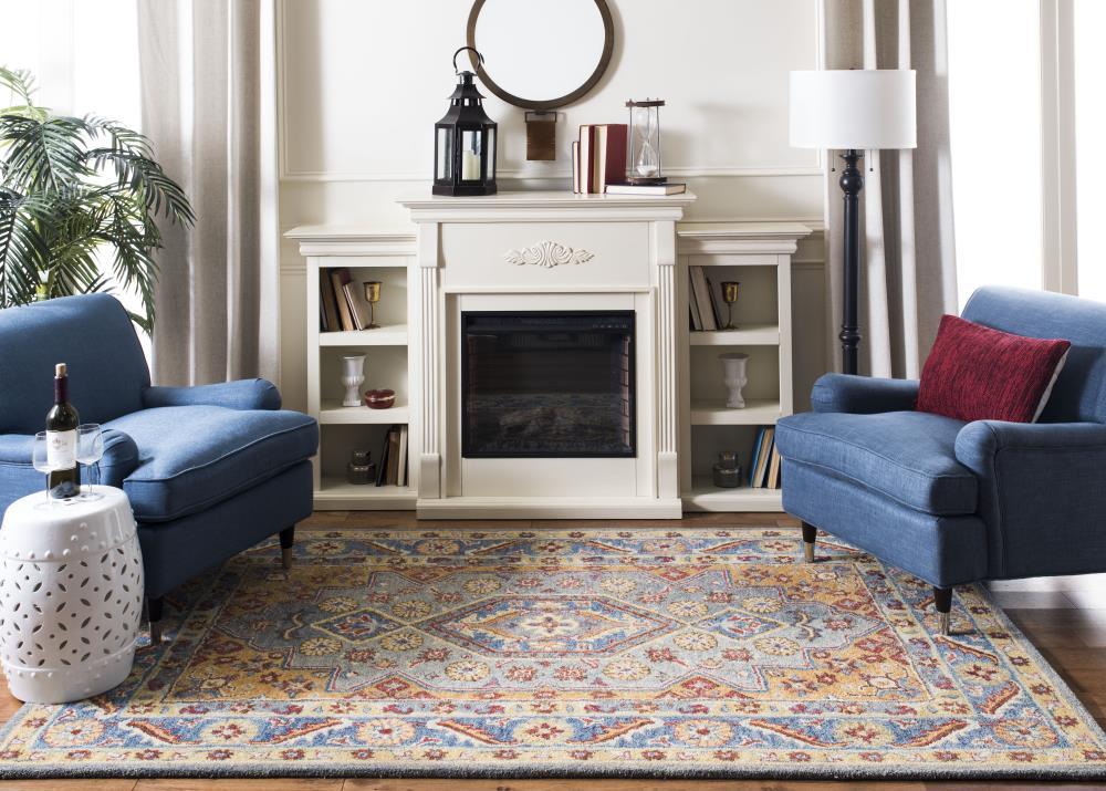 Antiquity AT504 Hand Tufted Area Rug - Blue/Gold - 6'x9' - Safavieh.