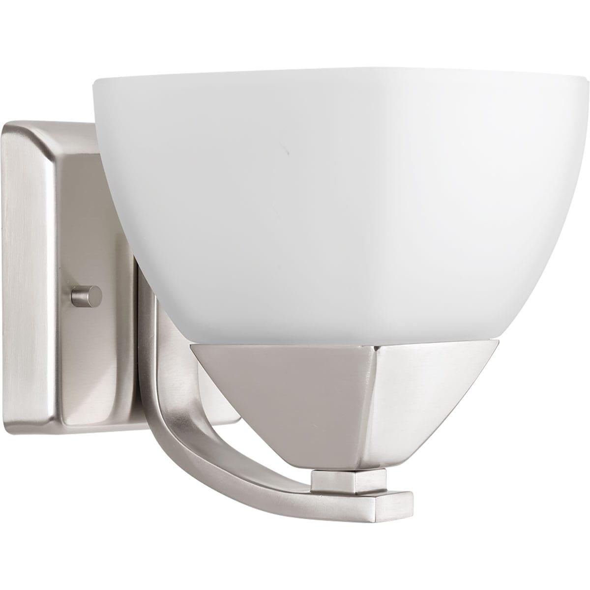 Progress Lighting, Appeal Collection, 1-Light Wall Sconce, Brushed Nickel, Etched White Glass Shade