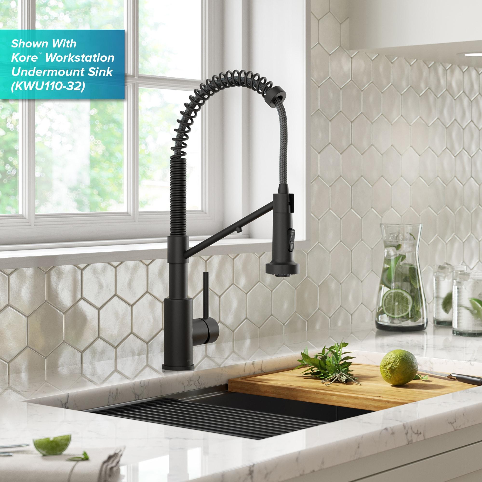 KRAUS Bolden 2-in-1 Commercial Style Pull Down Single Handle Water Filter Kitchen Faucet for Reverse Osmosis or Water Filtration System in Matte Black