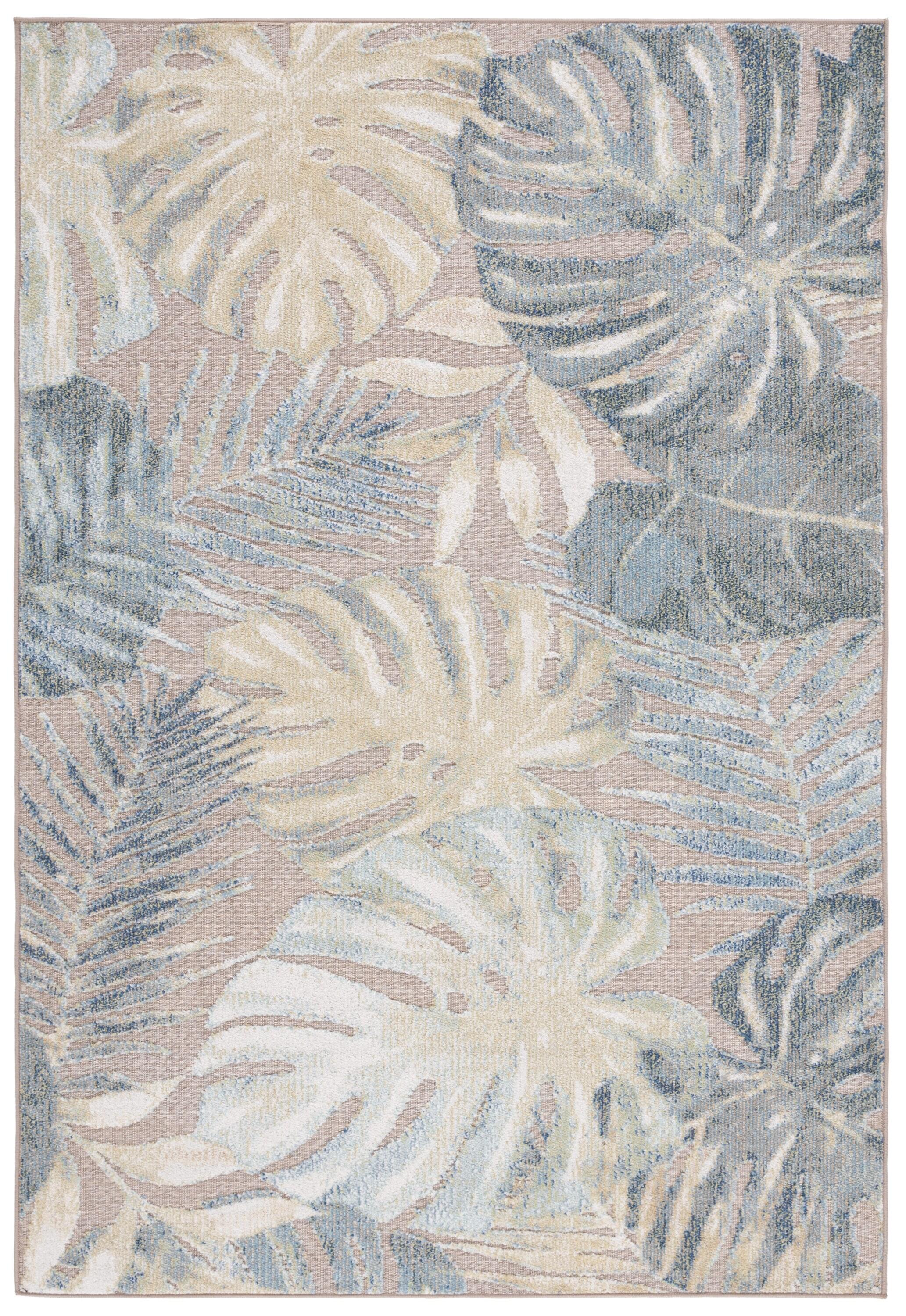 Sarasota SAR112 Power Loomed Indoor/Outdoor Area Rug - Light Green/Brown - 6'7"x6'7" - Safavieh.