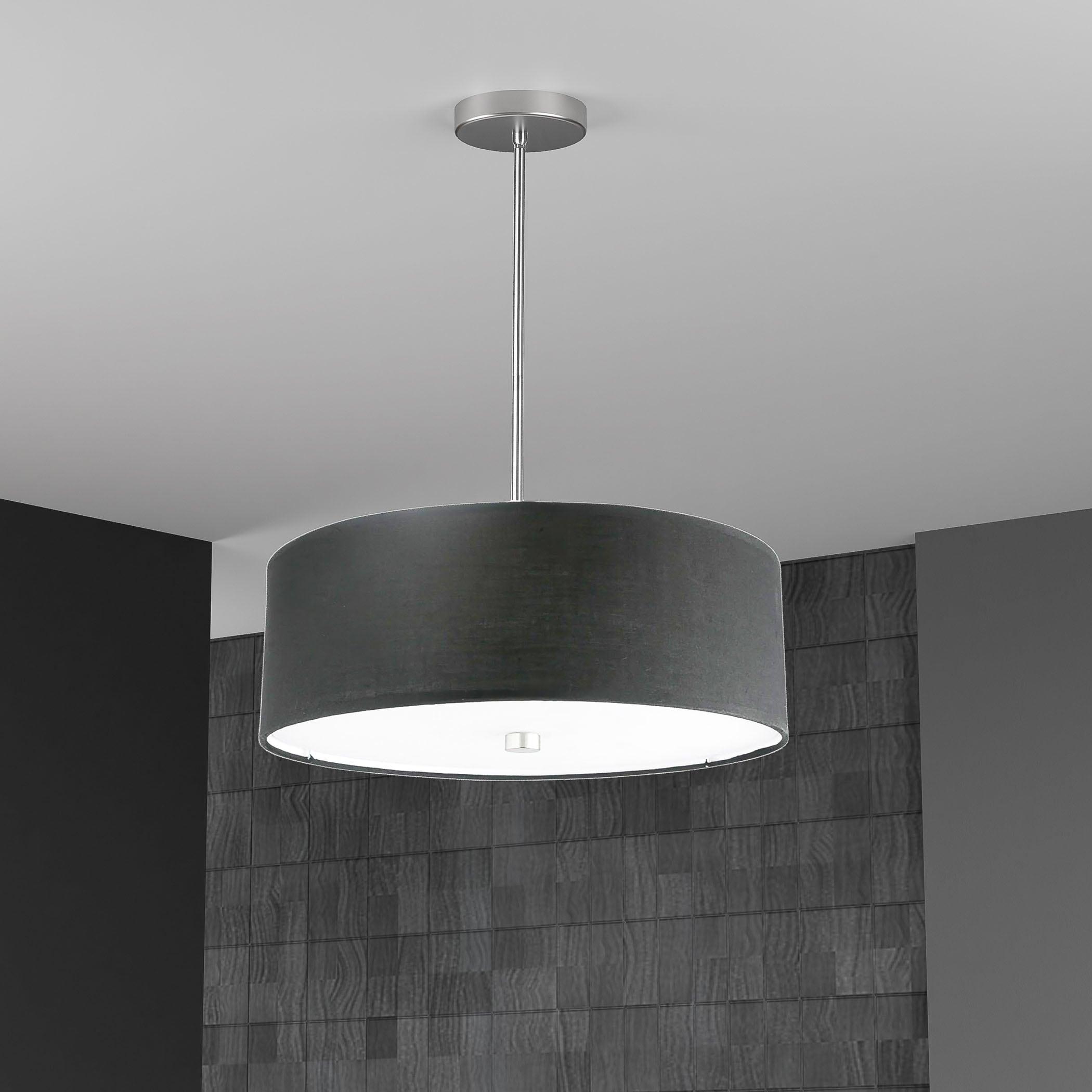 Dainolite  4 Light Everly Incandescent Pendant, Polished Chrome with Black Shade