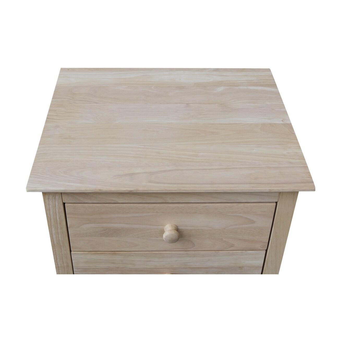 International Concepts Smith Nightstand with 3 Drawers - Unfinished : Hardwood Bedside Table, Storage Solution