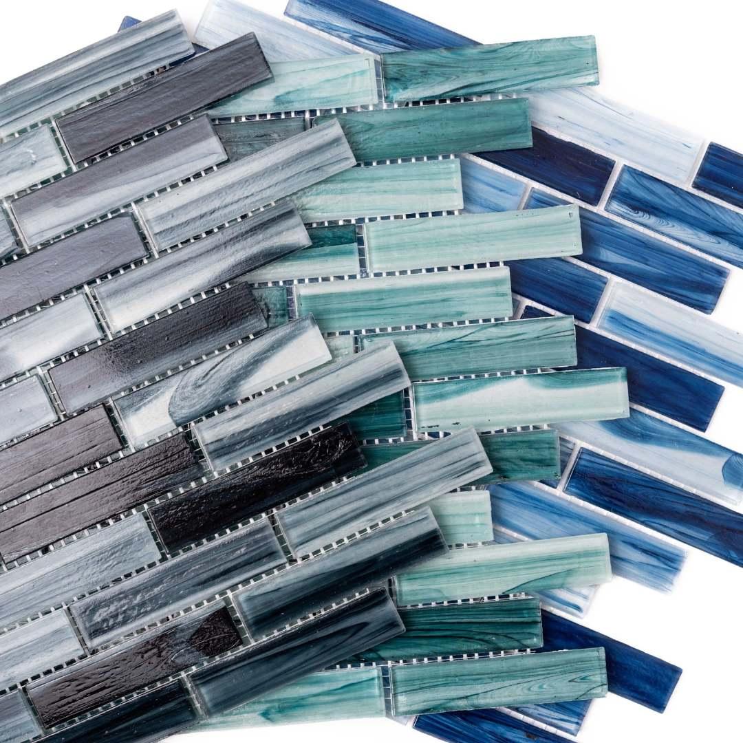 The Tile Life Island Antigua 1" x 4" Glass Backsplash Wall Tile, 4x4 Sample
