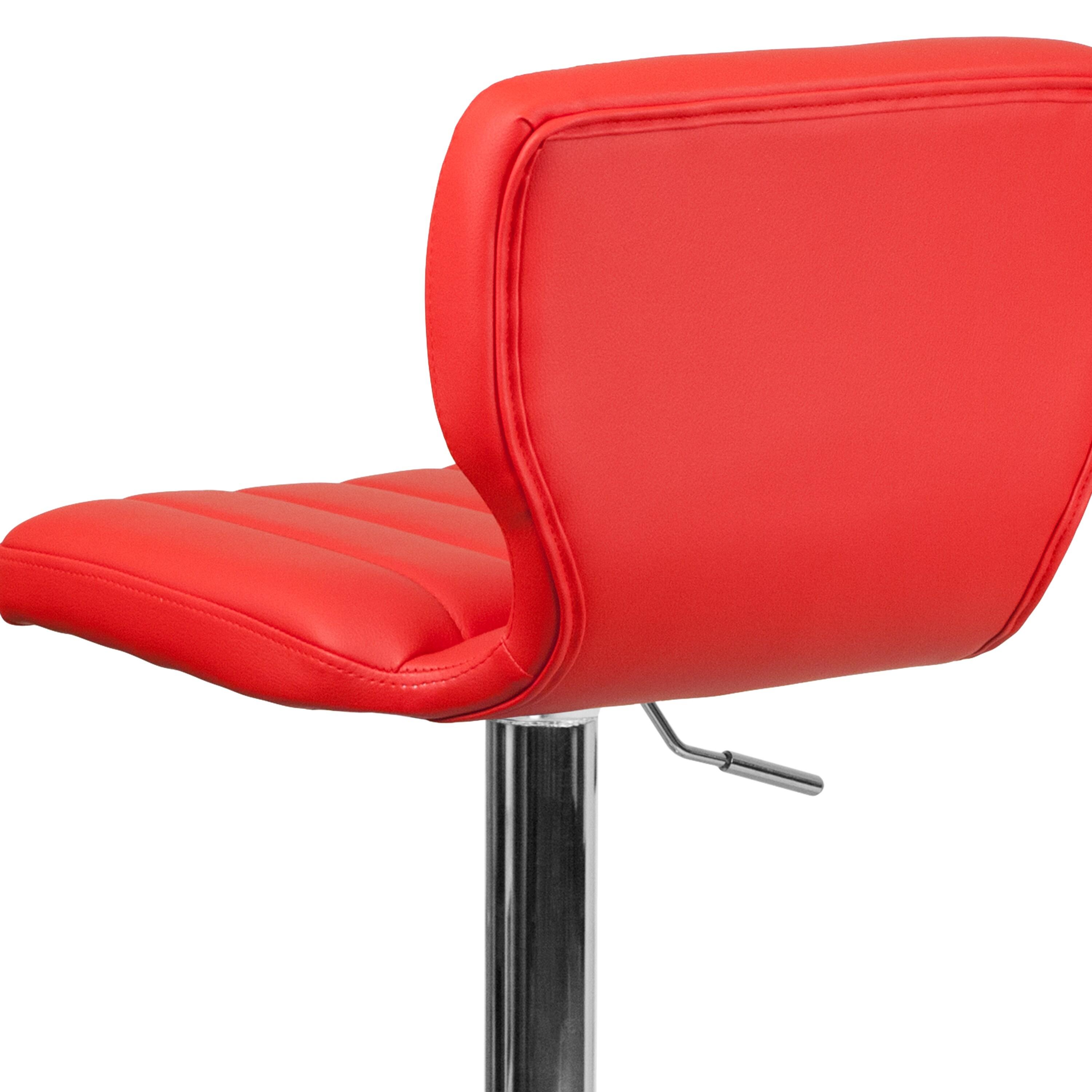 Flash Furniture Bar Stool with 360-Degree Swivel & Adjustable Height, Red