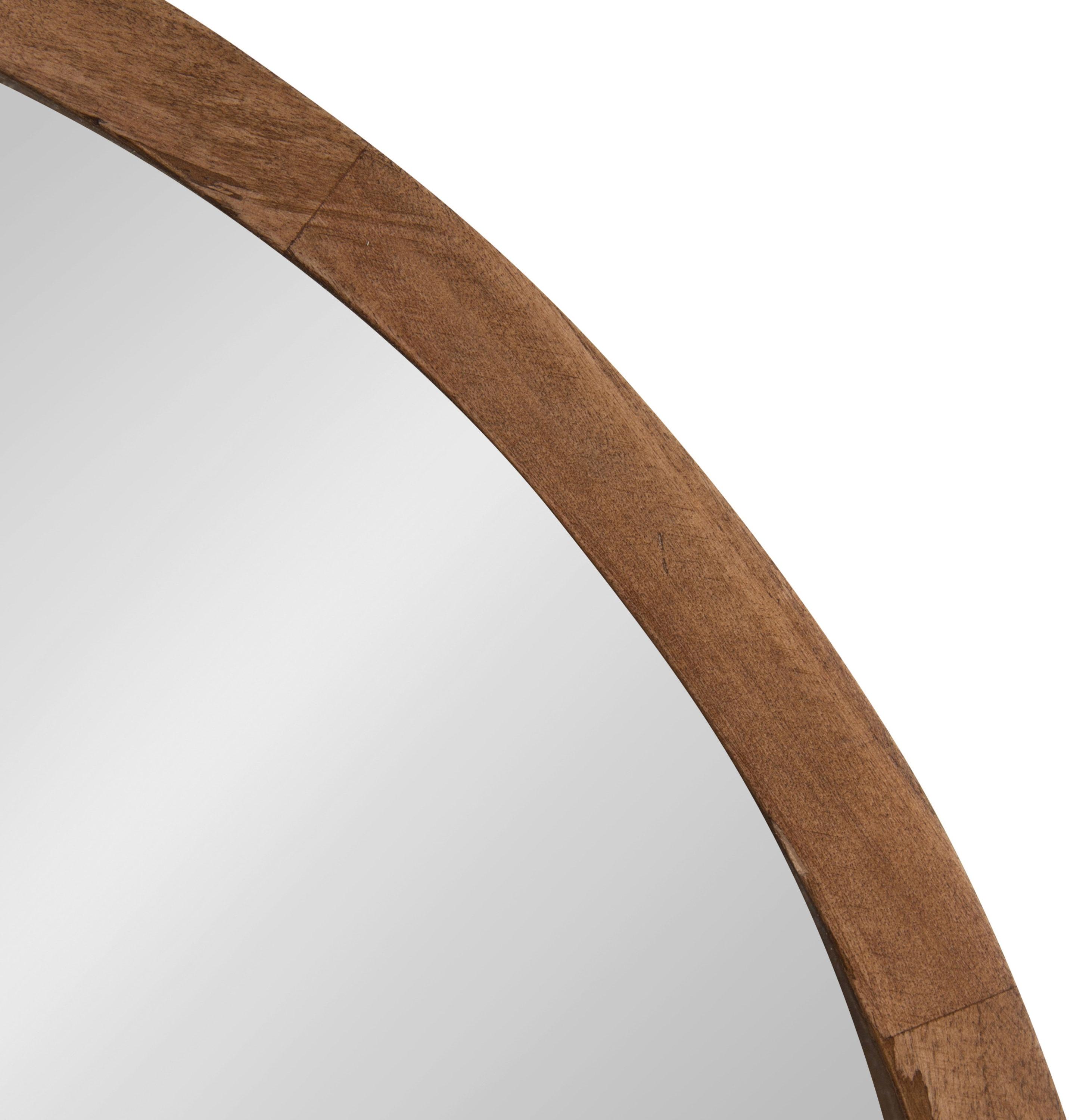 22" x 22" Hutton Round Wood Wall Mirror Rustic Brown - Kate and Laurel: Modern, No Assembly Required, Wall Mount