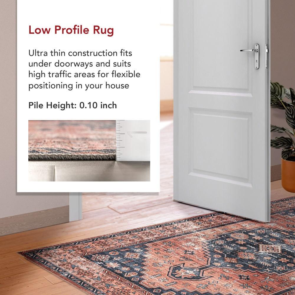 Nuloom Medallion 6x9 Machine Washable Indoor Area Rug for Living Room Bedroom Dining Room Kitchen, Brick/Dark Grey