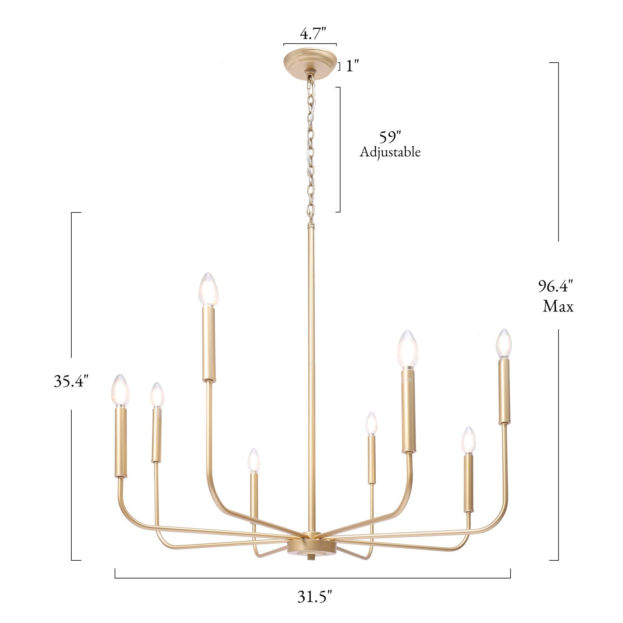 LNC 8-Light Matte Gold Modern/Contemporary Candle LED Dry rated Chandelier for Living Room
