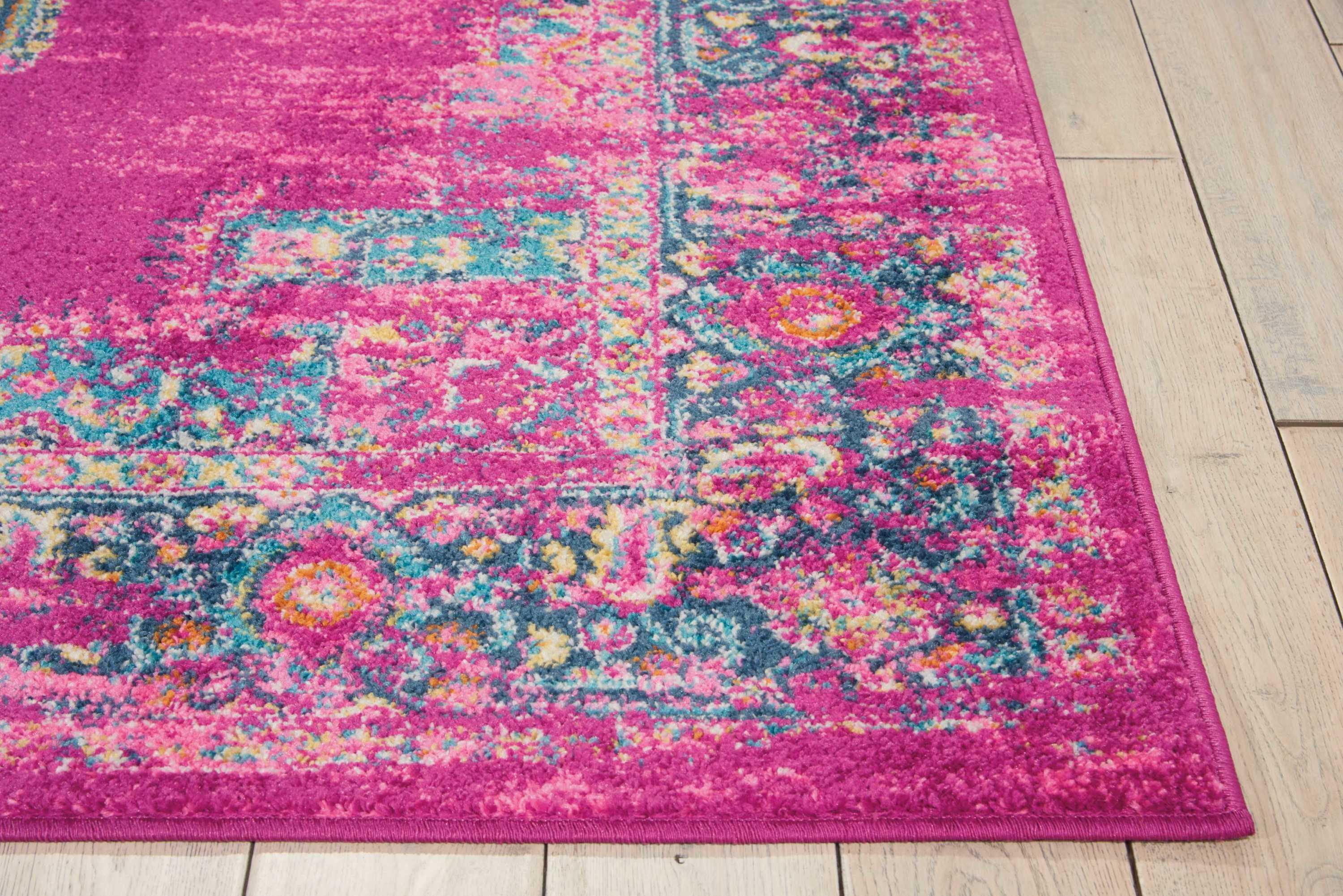 Nourison Passion Medallion Bohemian Indoor Rug Fuchsia 6'7" x 9'6"