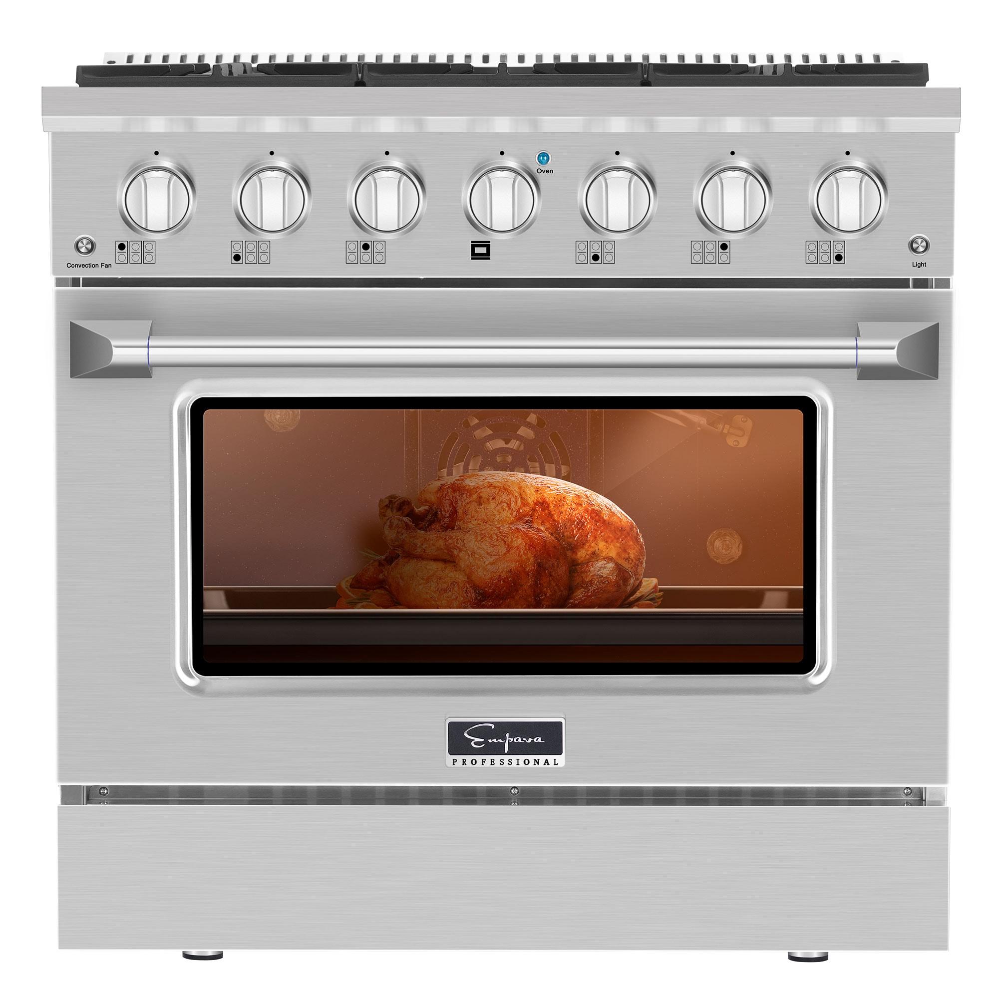 Empava 36" 5.2 Cubic Feet Smart Retro Natural Gas Slide-In Range with 6 Burners