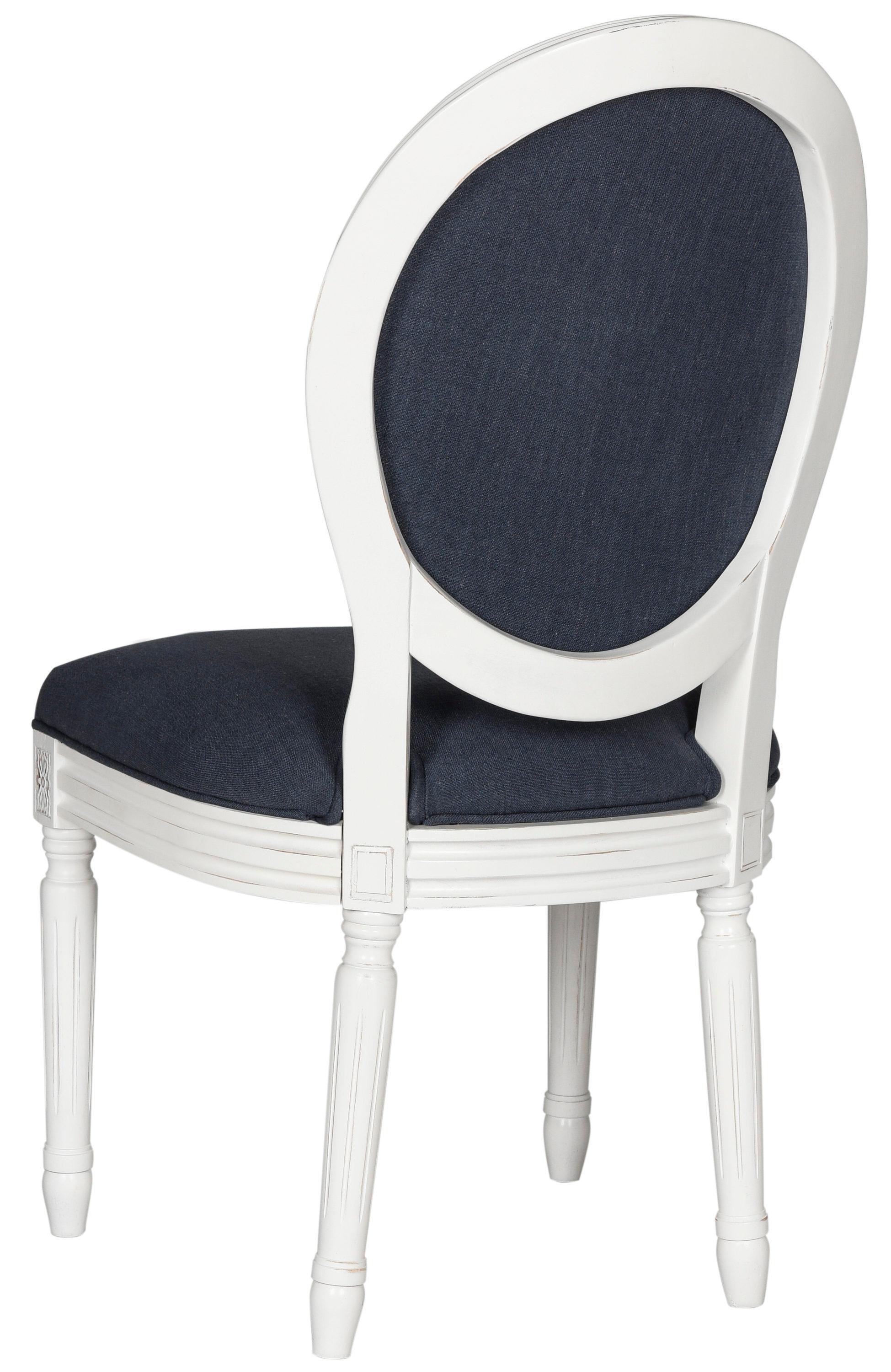 Holloway 19''H French Brasserie Oval Side Chair (Set of 2) - Navy/Cream - Safavieh