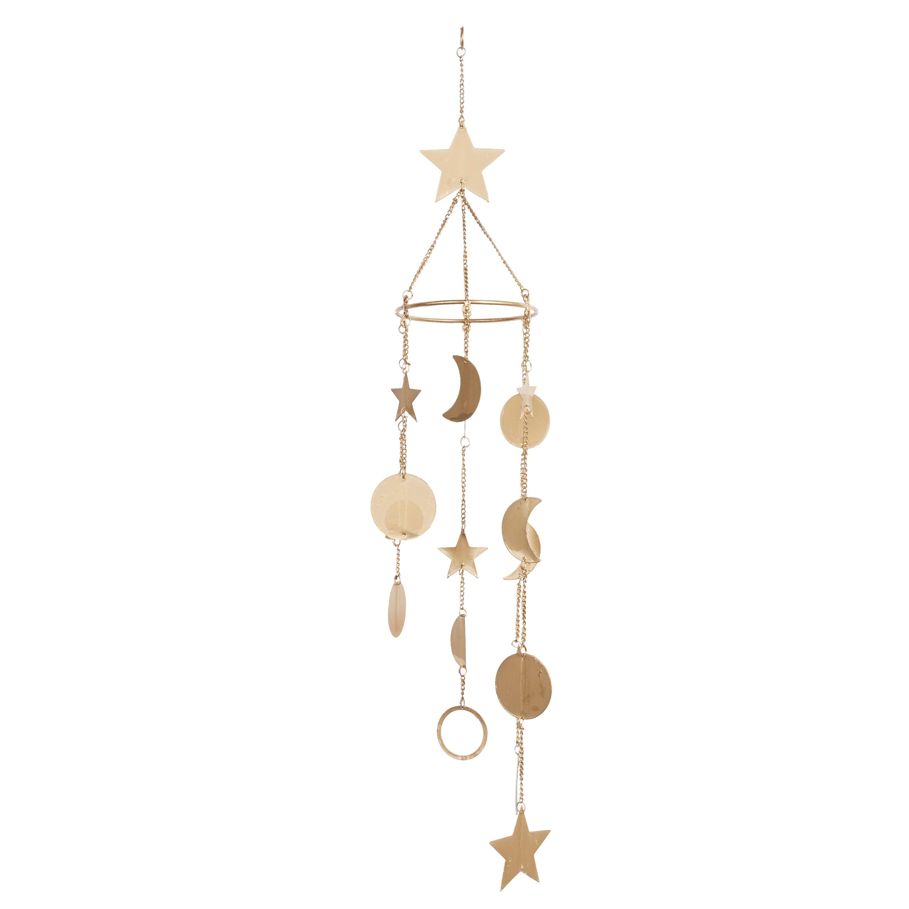 DecMode 39" Gold Metal Moon and Star Windchime