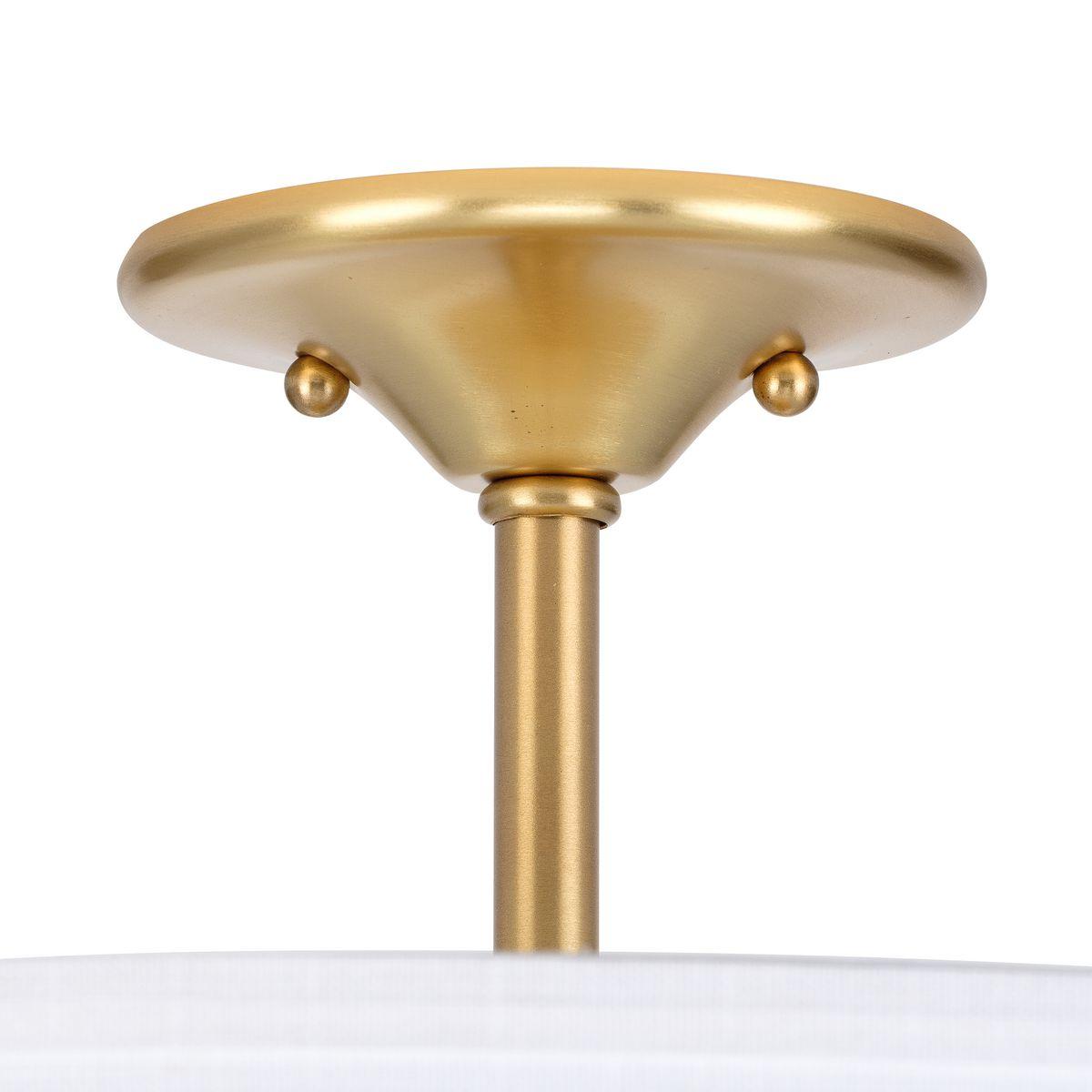 Progress Lighting, Inspire Collection, 3-Light Semi-Flush Mount, Satin Brass, Summer Linen Shade