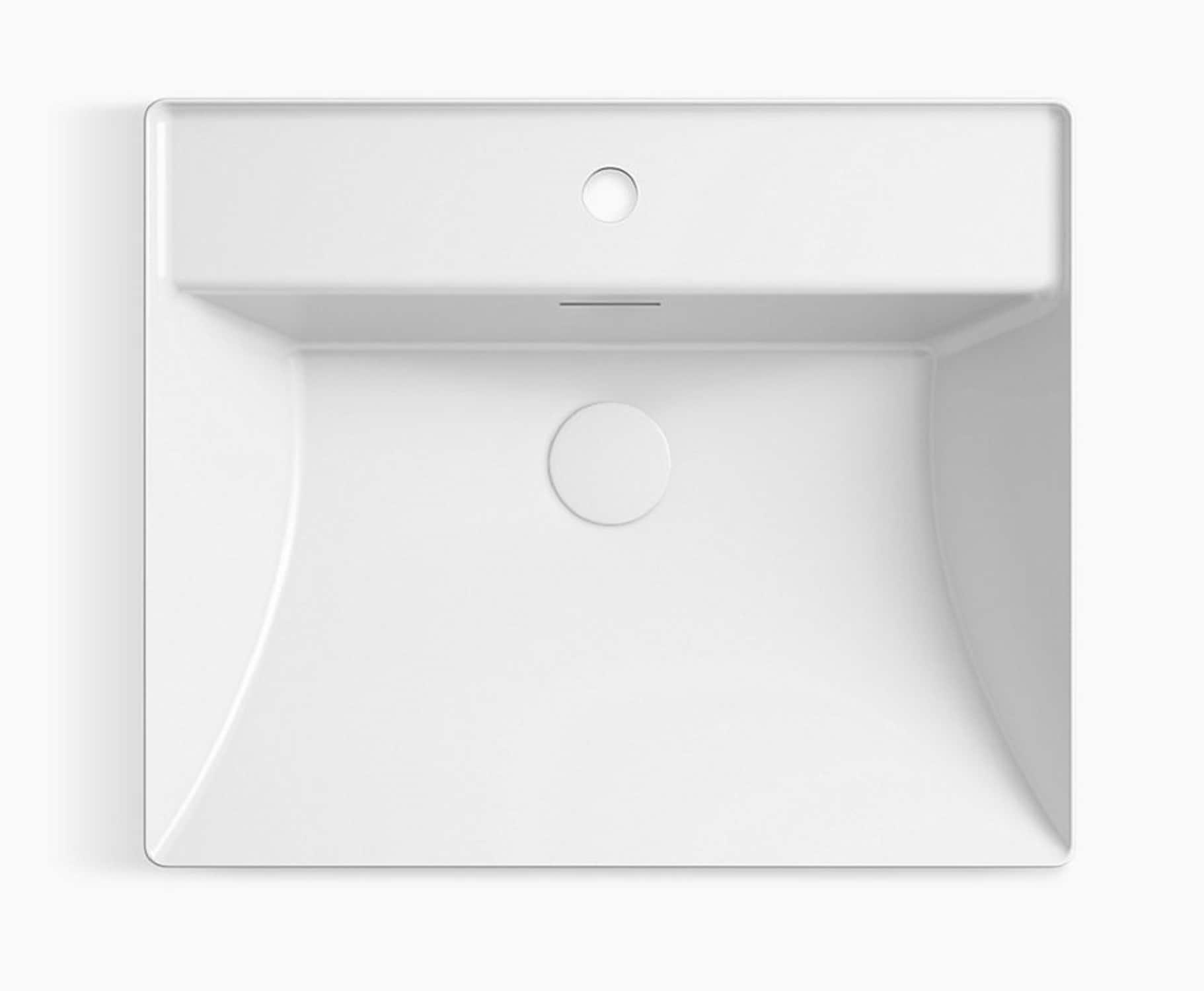 White Ceramic Rectangular Vessel Bathroom Sink