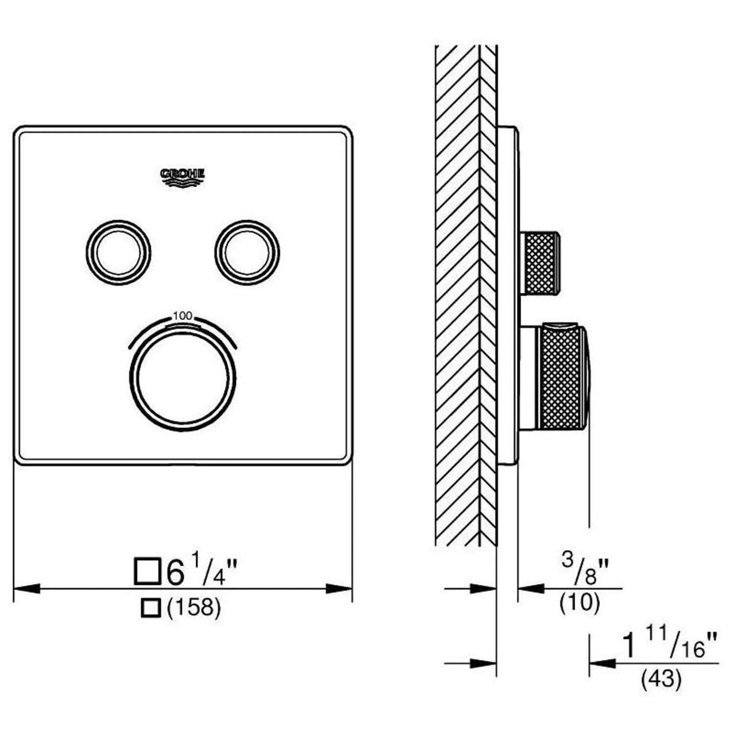 Grohtherm® SmartControl Dual Function Thermostatic Trim with Control Module