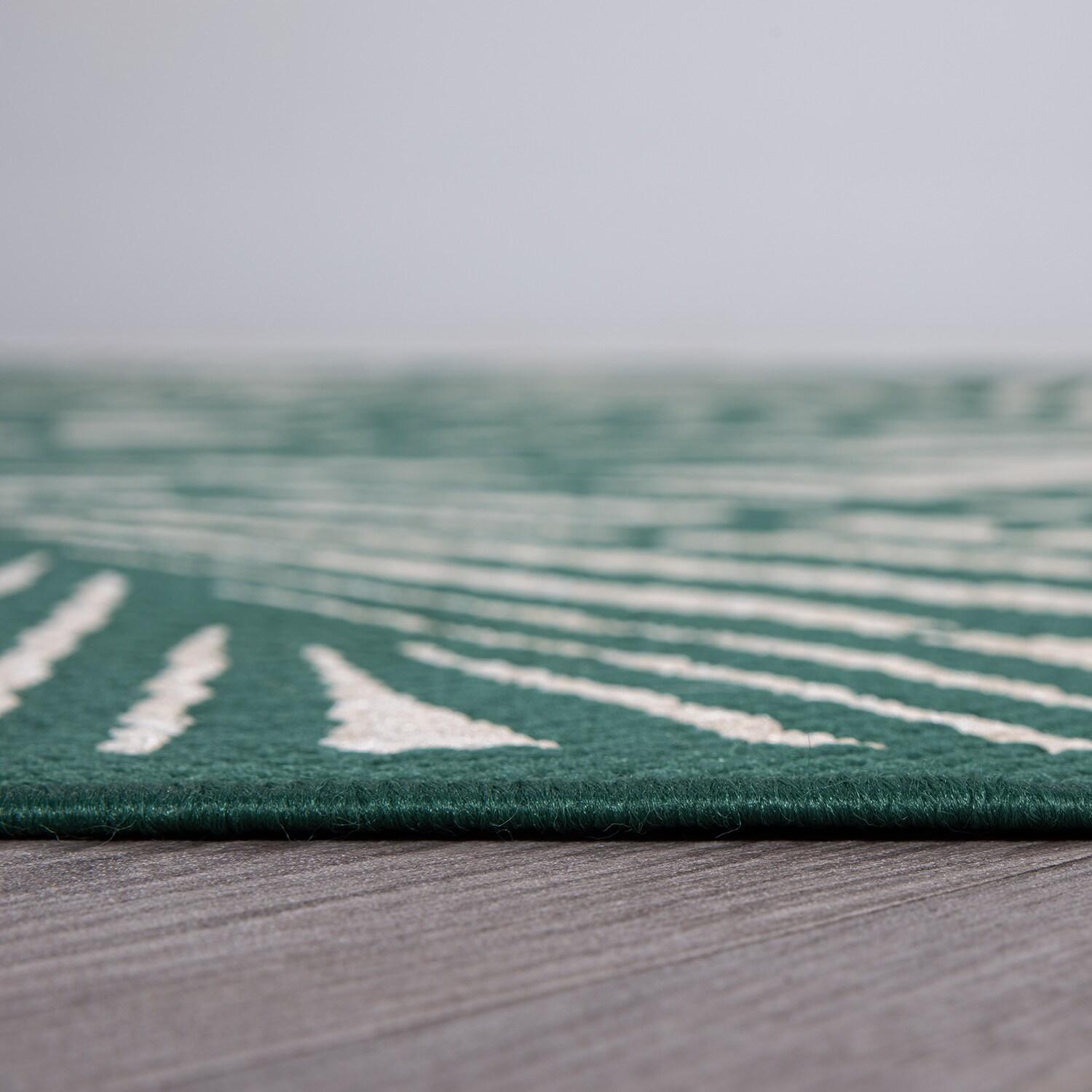 World Rug Gallery Contemporary Palm Leaf Textured Flat Weave Indoor/Outdoor Area Rug - GREEN 7'10"X10'