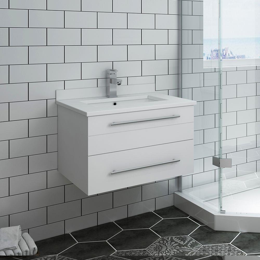 Lucera 24" Wall Mount Modern Single Sink Bathroom Vanity with Top and Undermount Sink