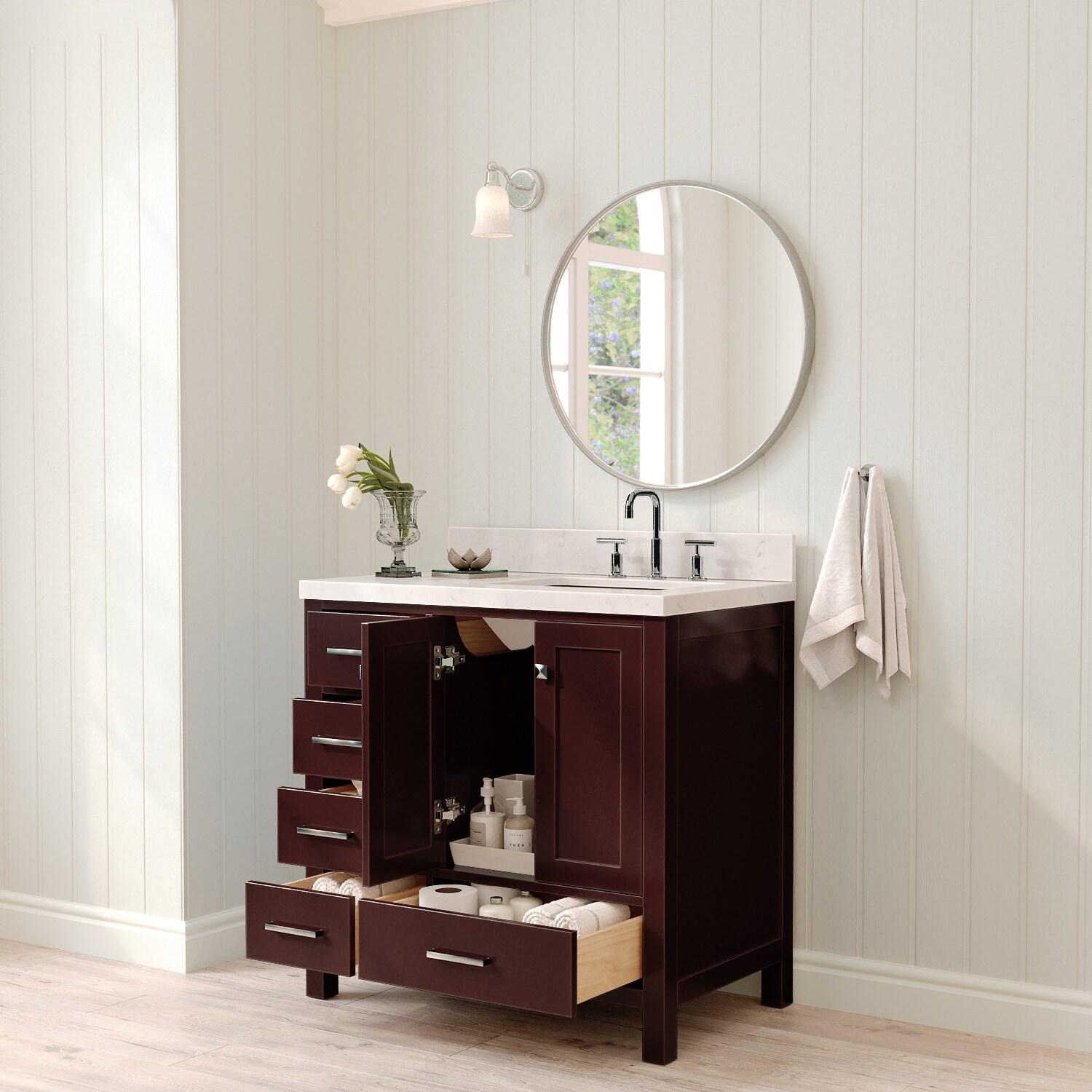 Ariel A037s-R-Bc Cambridge 36" Single Free Standing Wood Vanity Cabinet Only - Brown