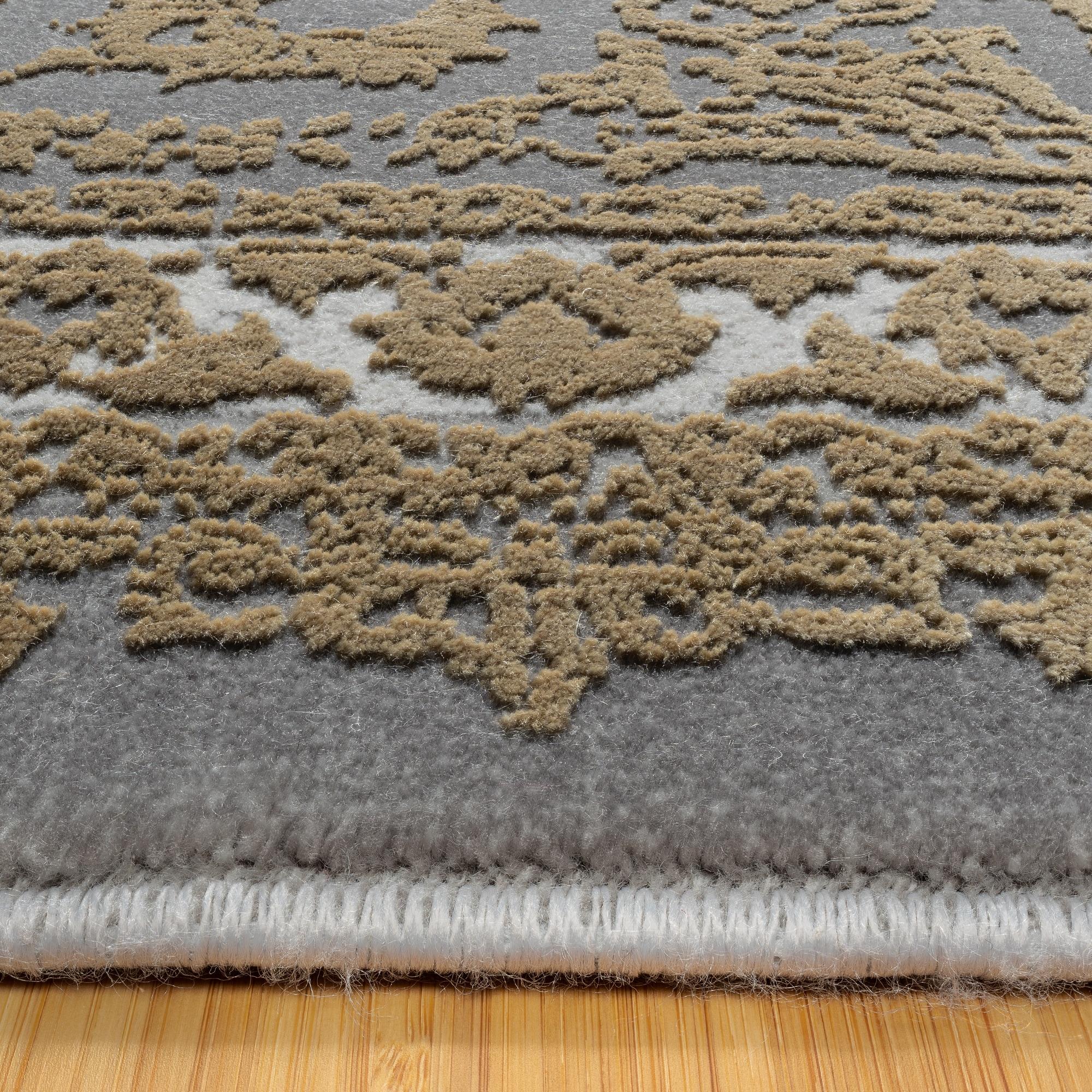 Gertmenian Florance Foggia Traditional Oriental Gold/Charcoal Gray High-Low Viscose/Acrylic Area Rug