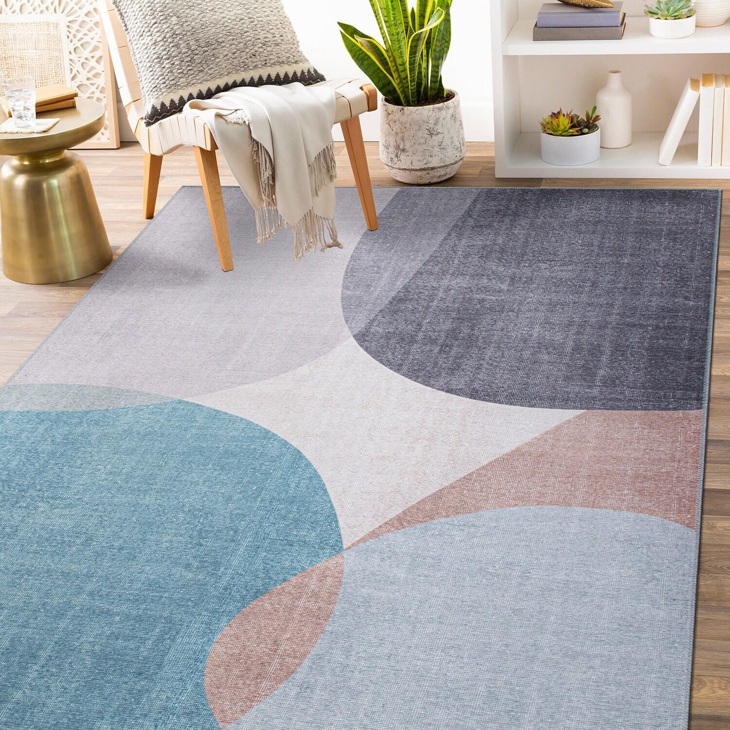 World Rug Gallery Contemporary Geometric Machine Washable 3'3"x5' Multi Area Rug