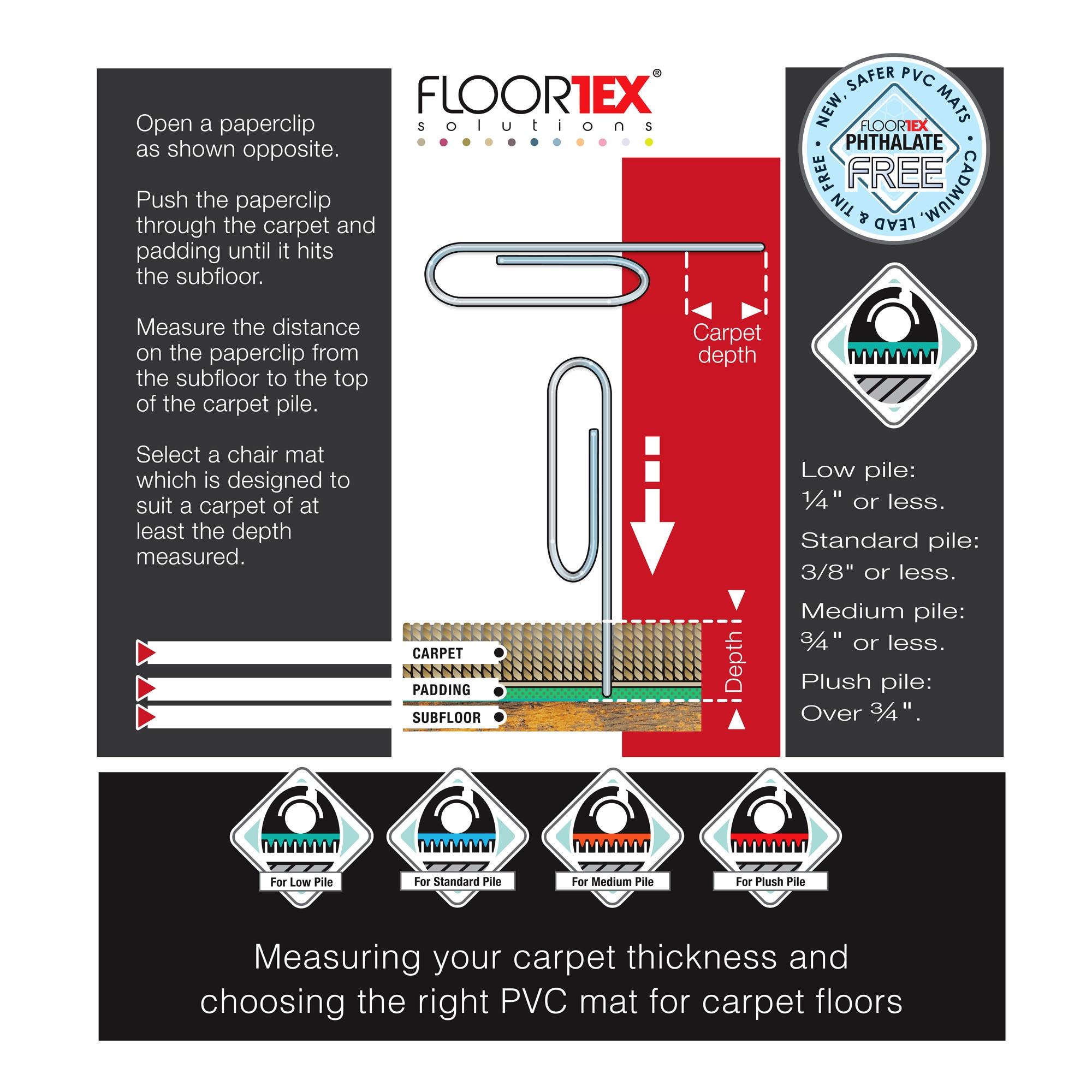 Floortex Advantagemat Vinyl Rectangular Chair Mat for Carpets up to 1/4" - 30" x 48" Shipped Rolled