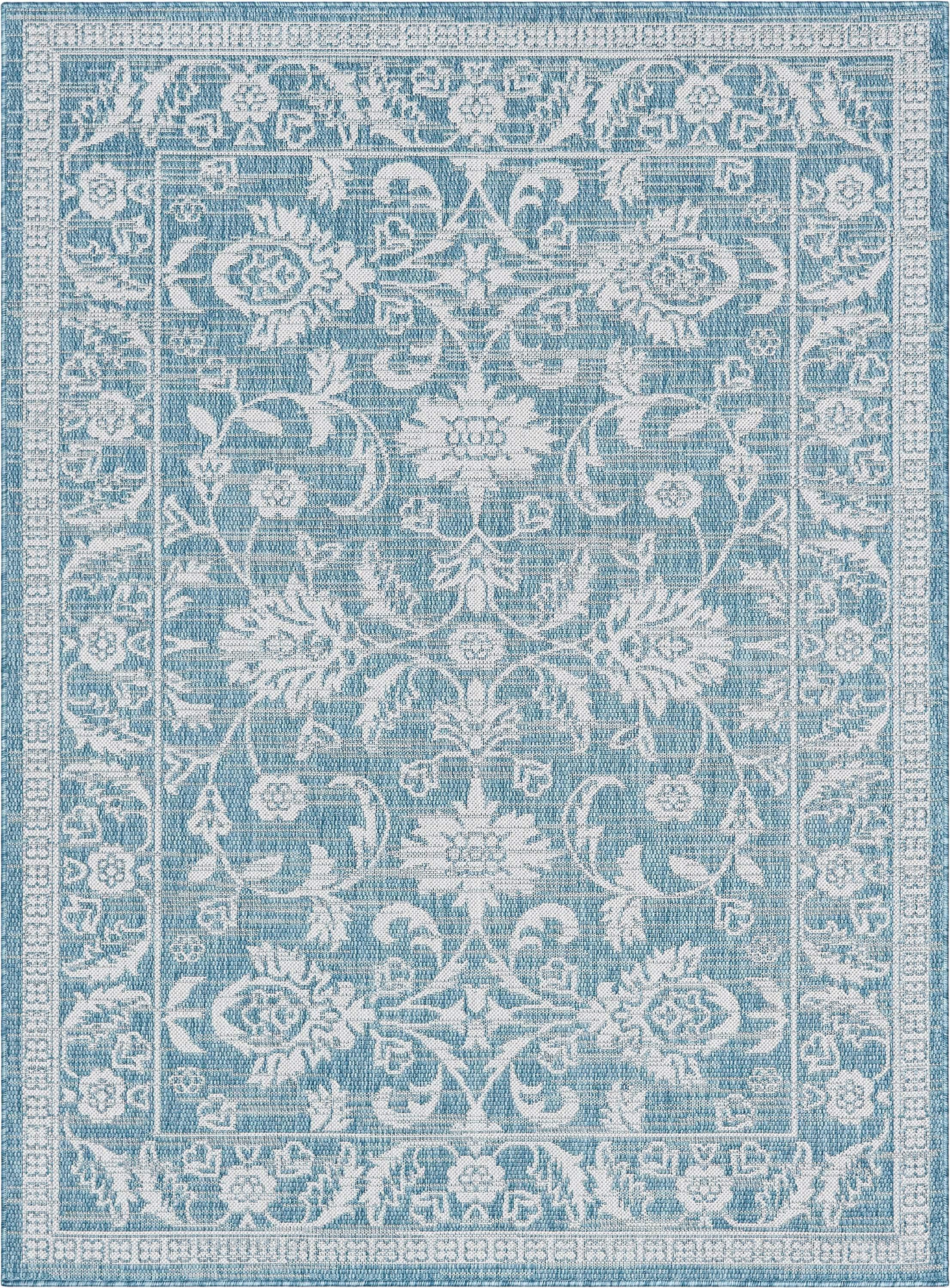 Well Woven Lia Delphi Oriental Persian Blue 7'10" x 10'6" Indoor/Outdoor Area Rug