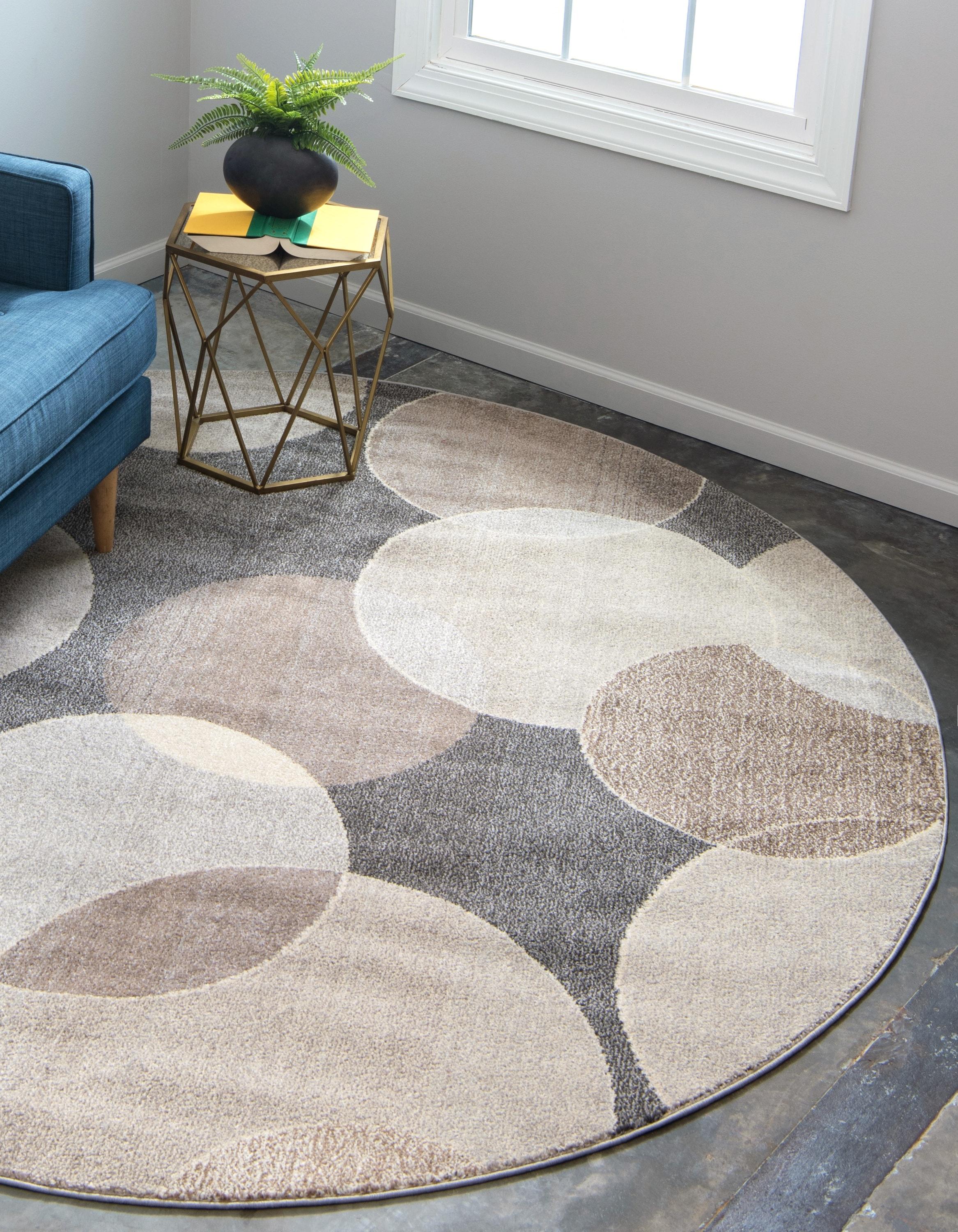 Unique Loom 8' 0 x 8' 0 Round Gray Chromatic Seaside Area Rug