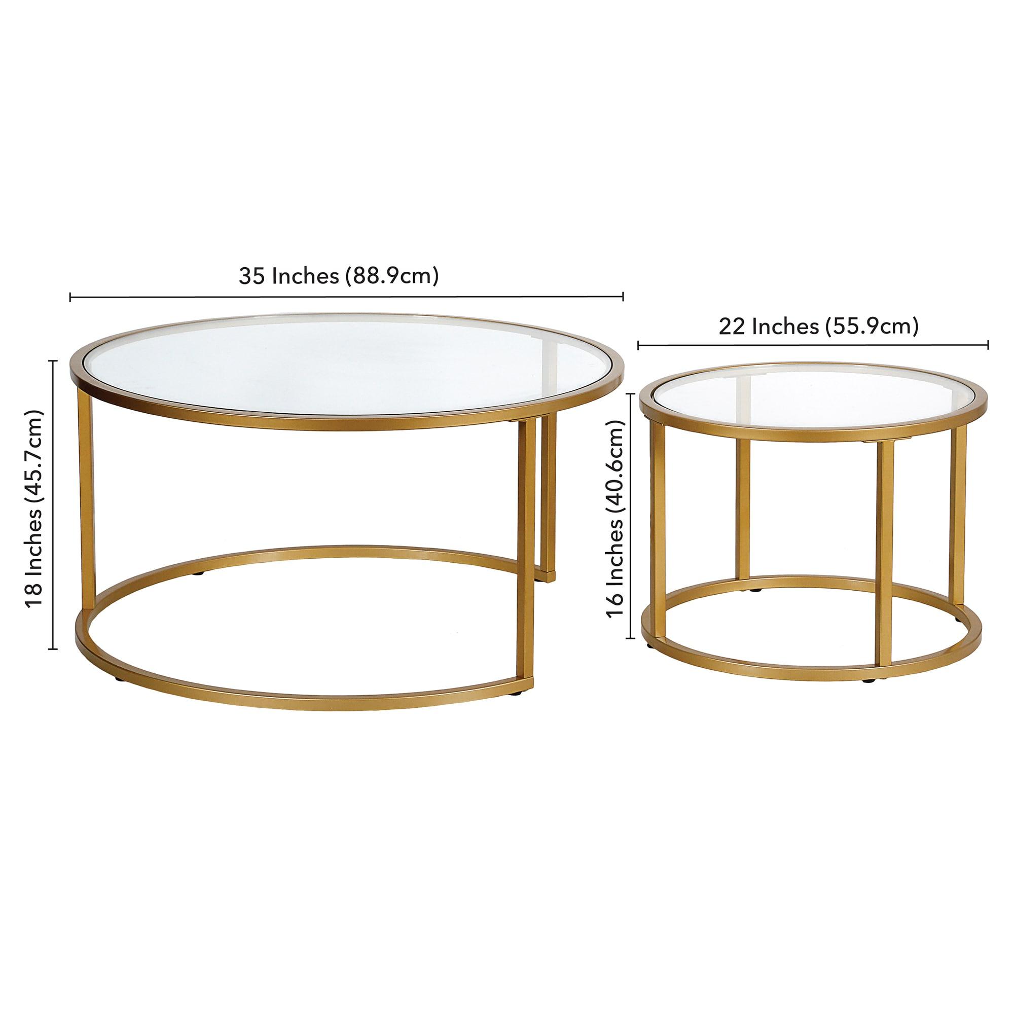 Evelyn&Zoe Watson Round Nested Coffee Table in Brass