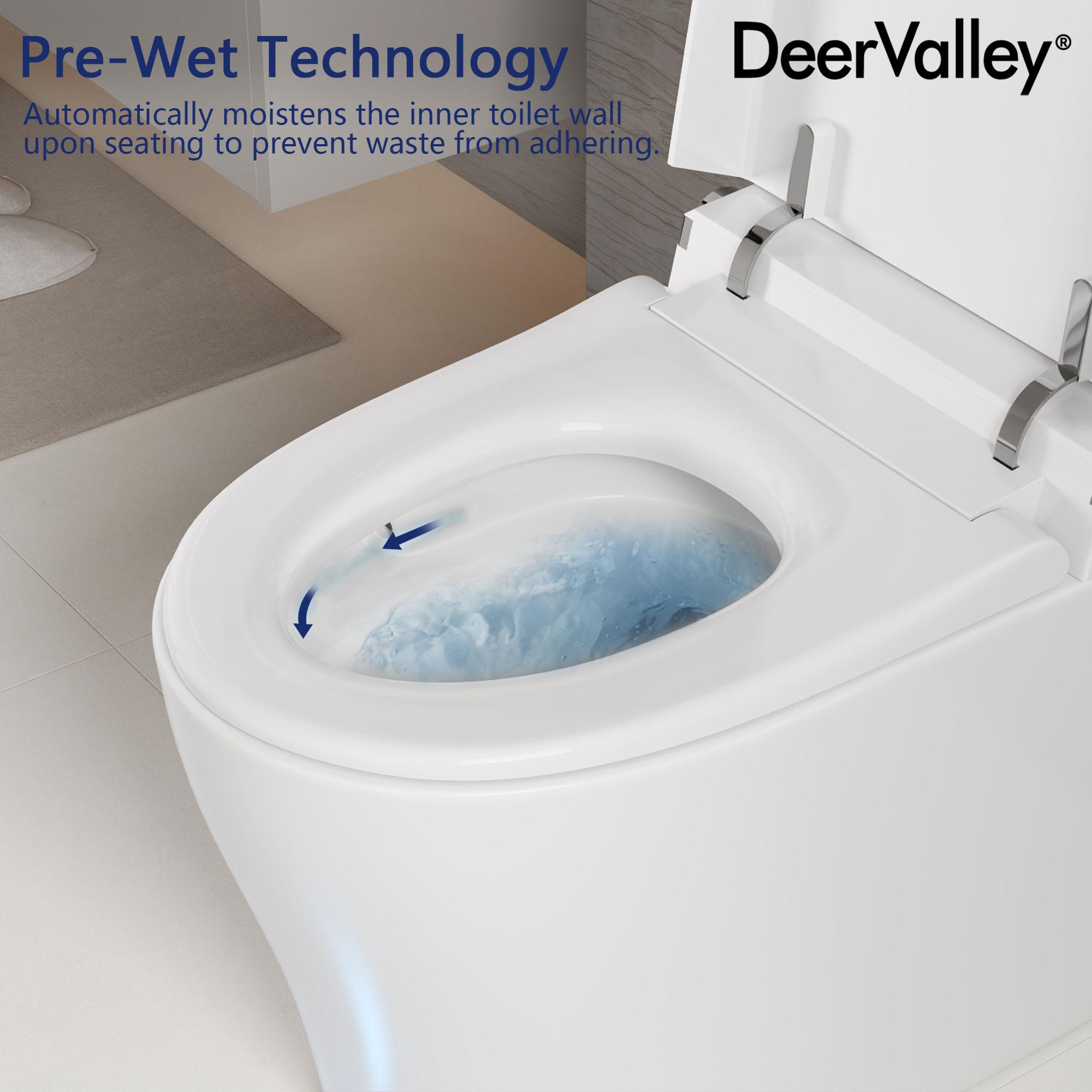 DeerValley Smart Toilet Elongated 1 Piece 1.28GPF  Fully Glazed Toilet with Heated Seat & Foot Kick Flush & Night Light DV-1S0029-V1