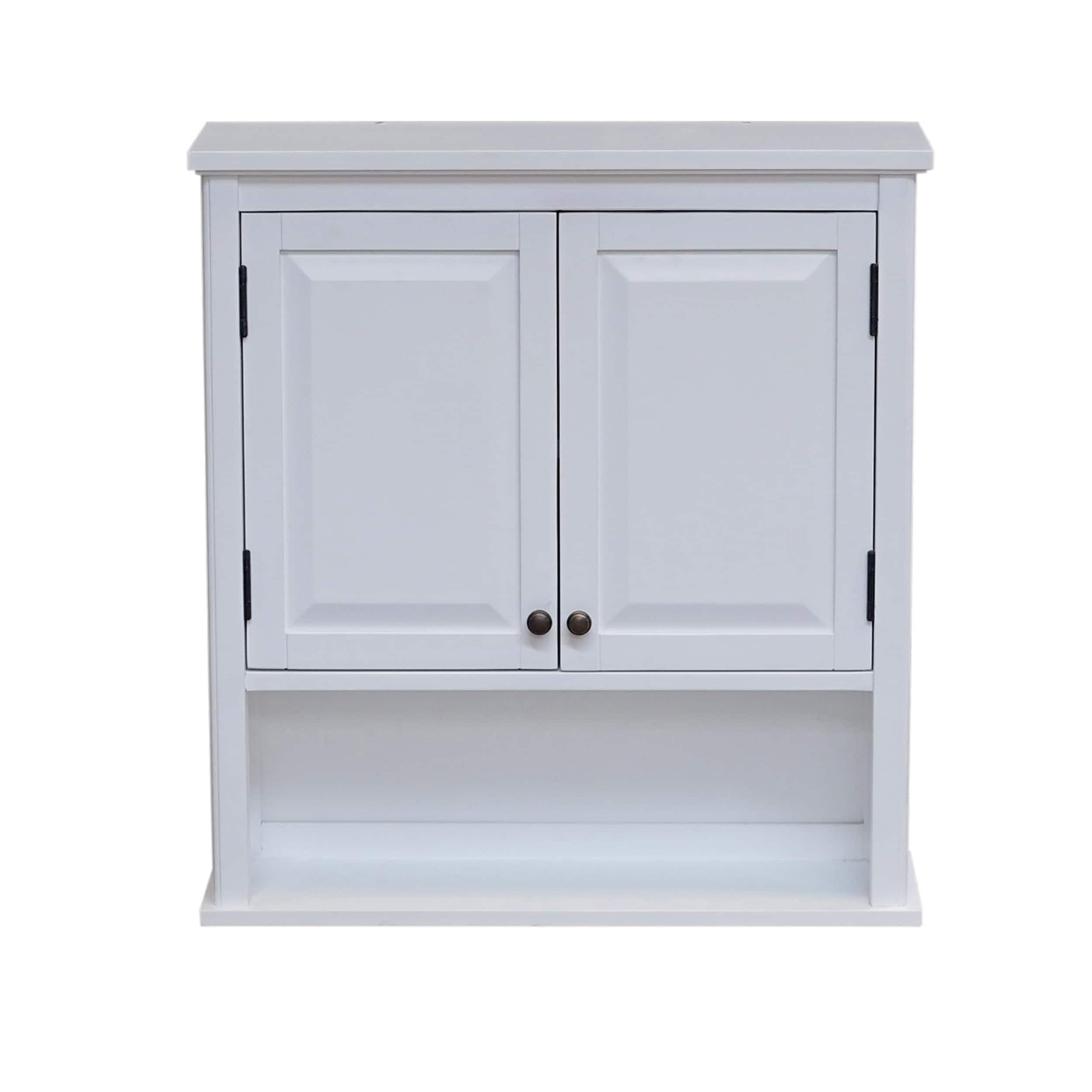 Dorset Wall Mounted Bath Storage Cabinet with Two Doors and Open Shelf White - Alaterre Furniture: Hardwood Medicine Cabinet, Adjustable Shelf