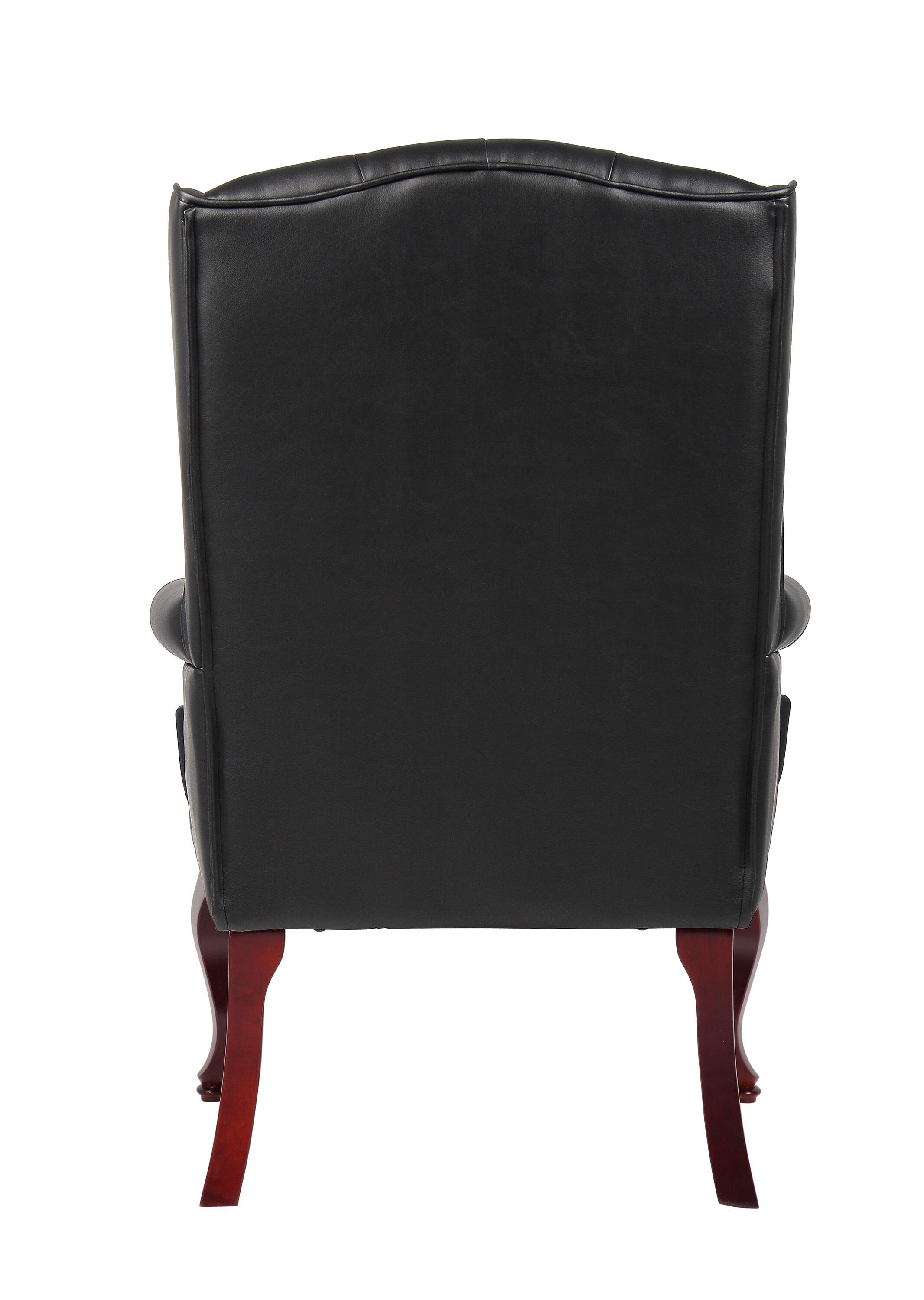 Wingback Traditional Guest Chair Black - Boss Office Products: Elegant Tufted Design, Nailhead Trim, Hardwood Frame