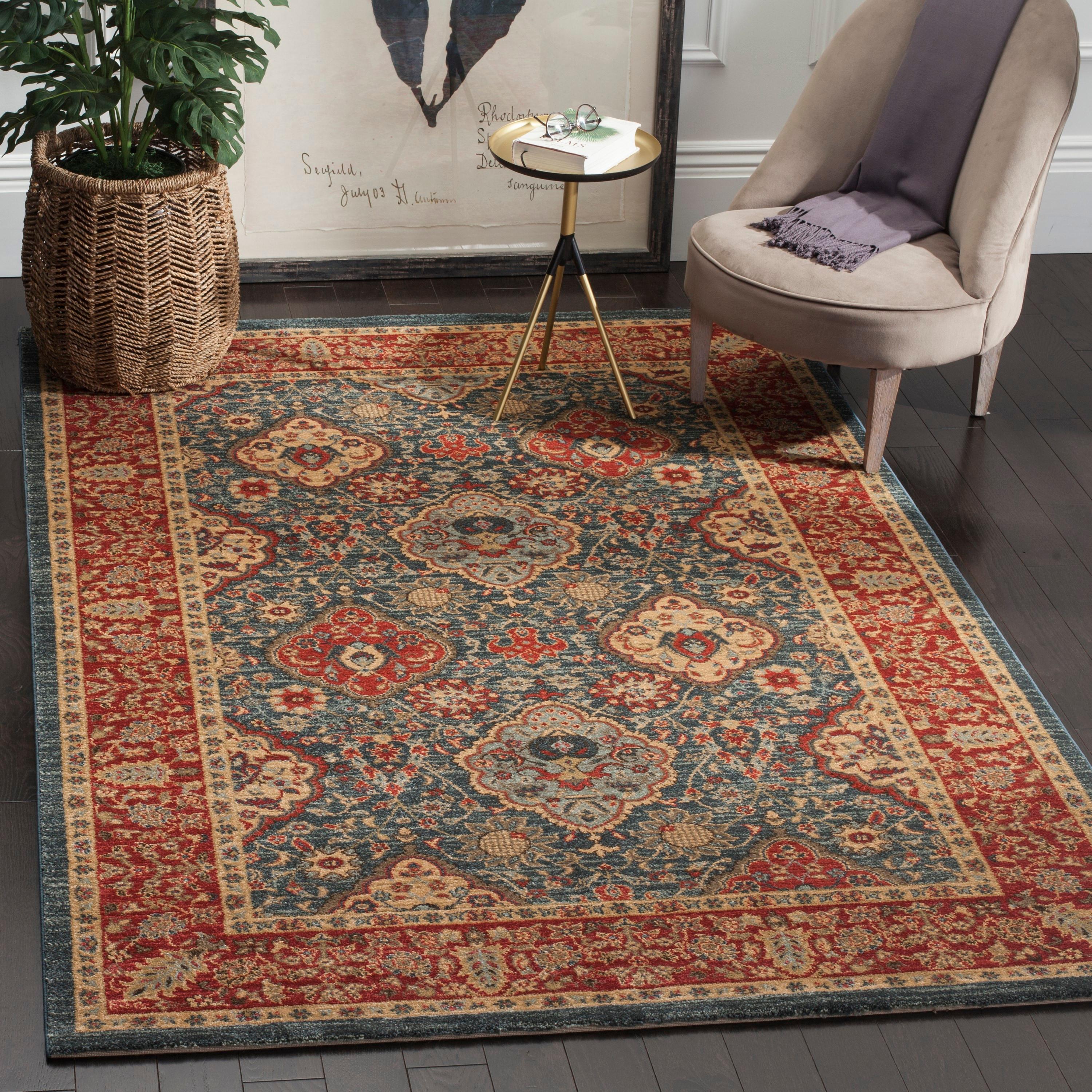 Mahal MAH655 Power Loomed Indoor Area Rug - Navy/Red - 4'x5'7" - Safavieh.