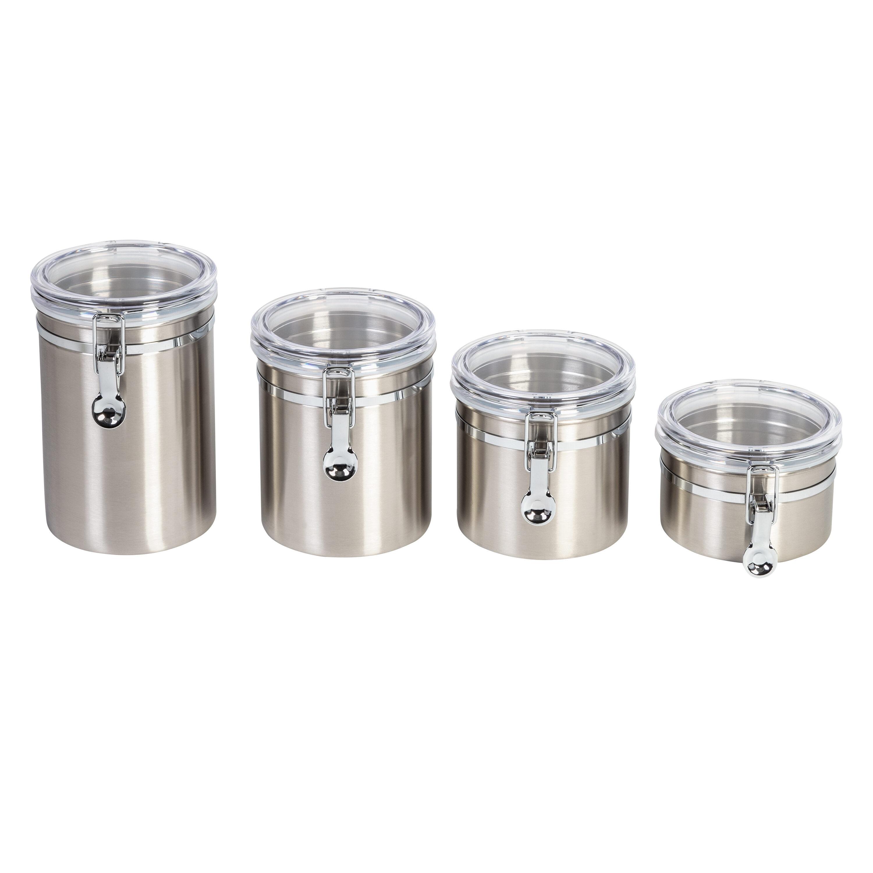 Stainless Steel and Clear Acrylic Food Jar Set with Clip Closure