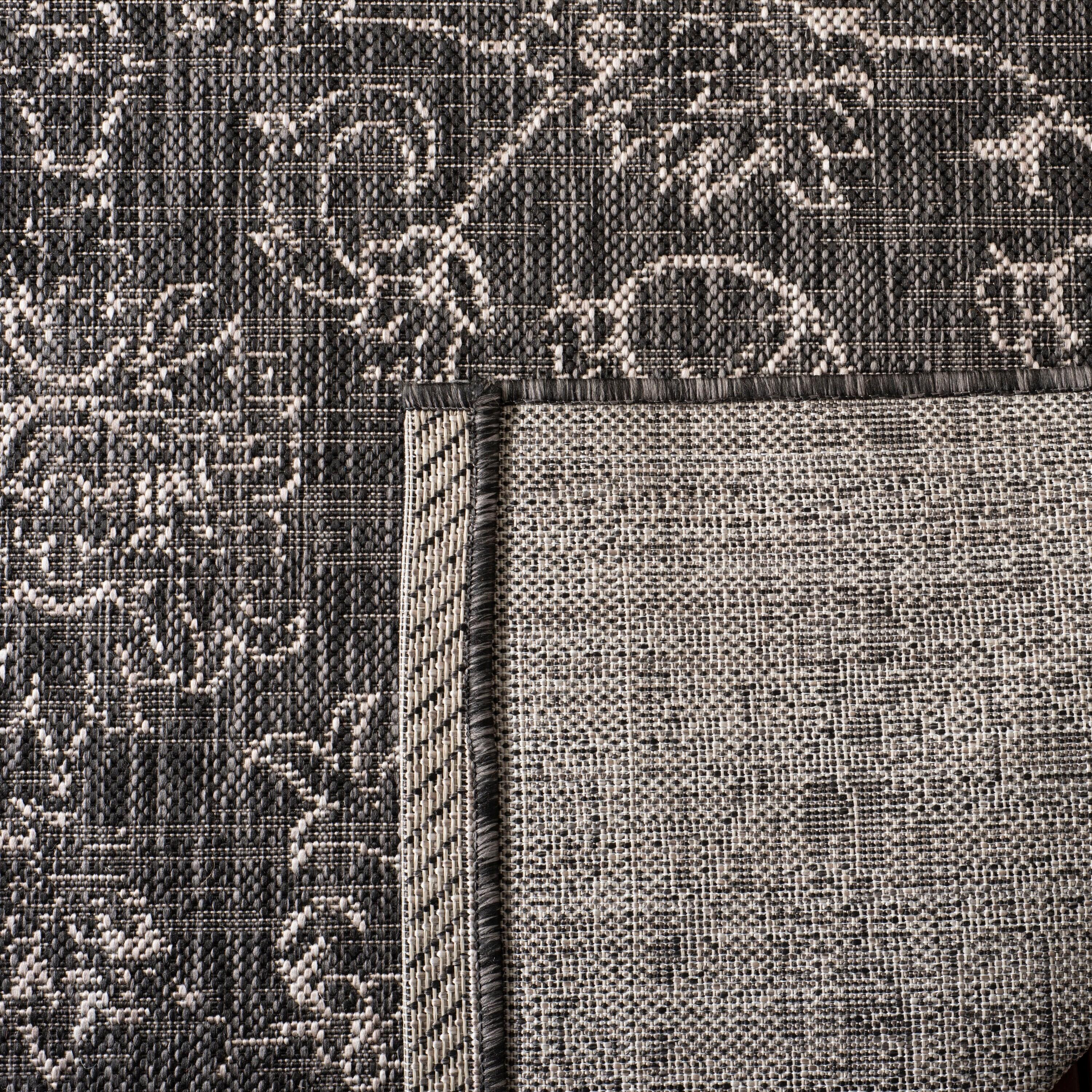Courtyard CY8680 Power Loomed Indoor and Outdoor Runner Rug - Black/Ivory - 2'3"x14' - Safavieh