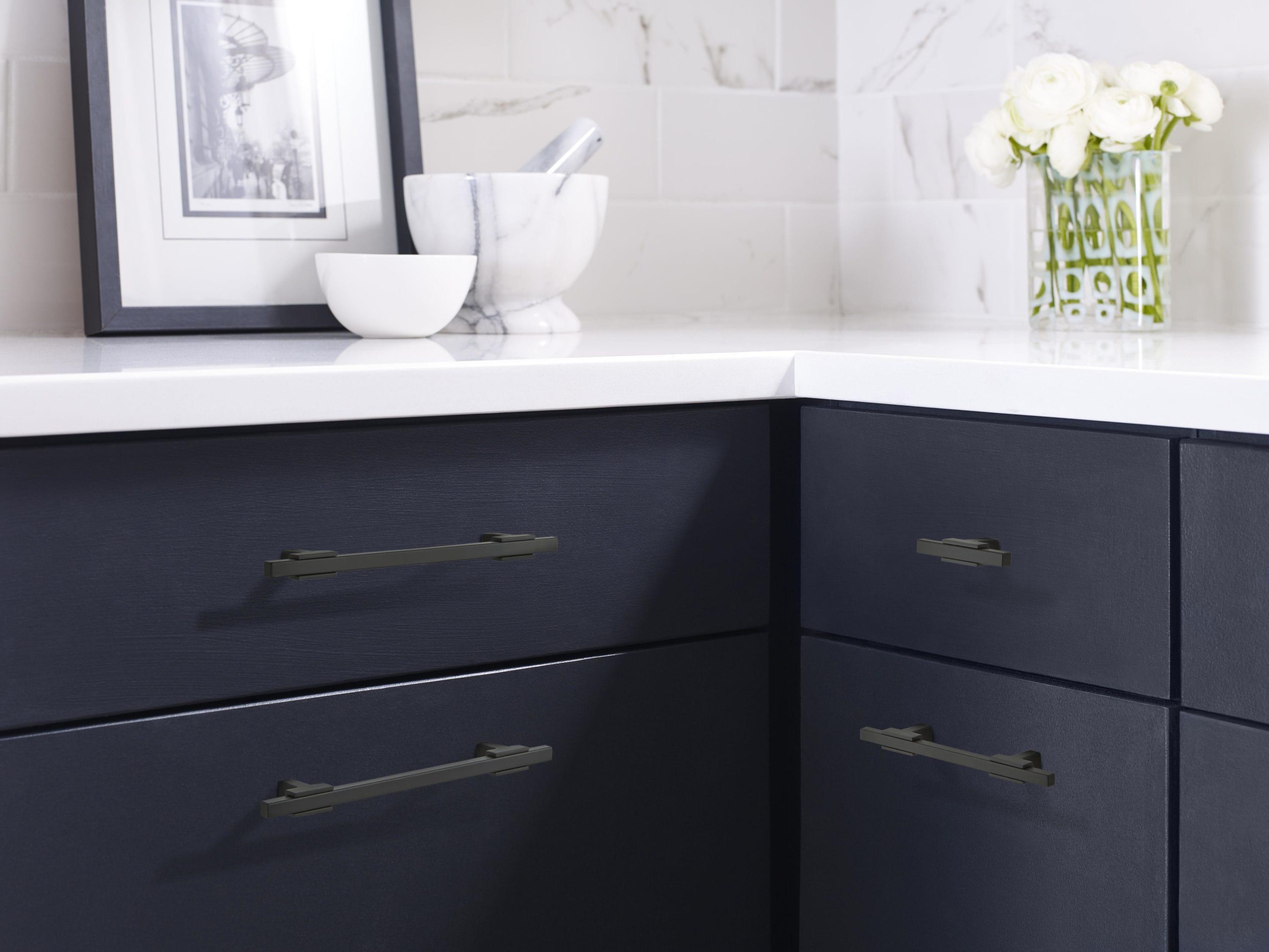 Amerock Urbanite 6-5/16 inch (160mm) Center-to-Center Matte Black/Matte Black Cabinet Pull