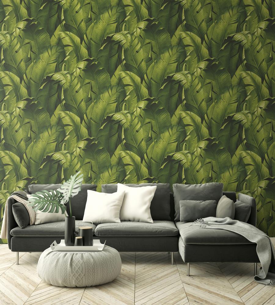 NextWall NW31000 Tropical Banana Leaves Peel & Stick Wallpaper, Green