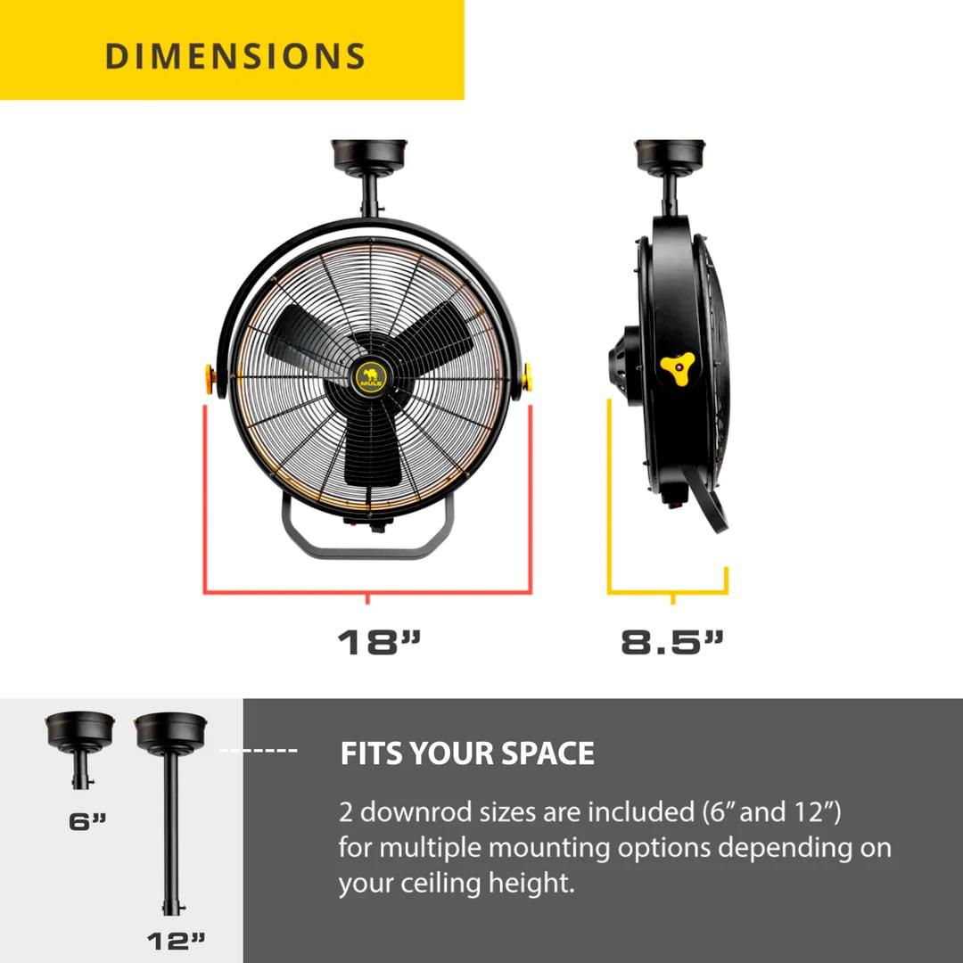 MULE Products 18'' Garage Ceiling Fan